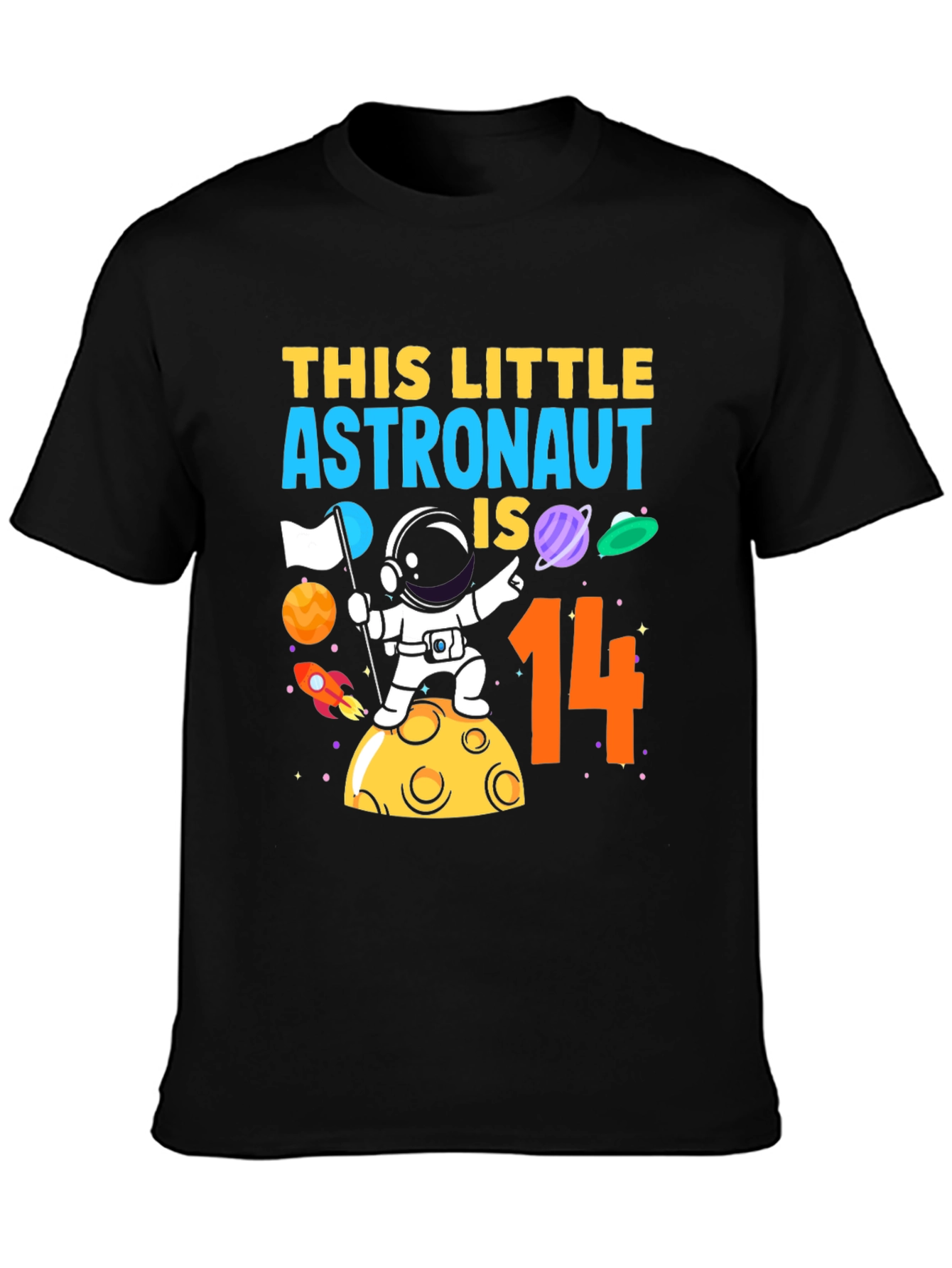 Astronaut 14th Birthday Black T-Shirt
