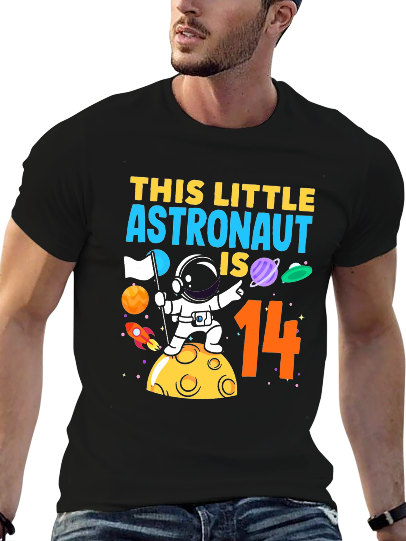 Astronaut 14th Birthday Black T-Shirt
