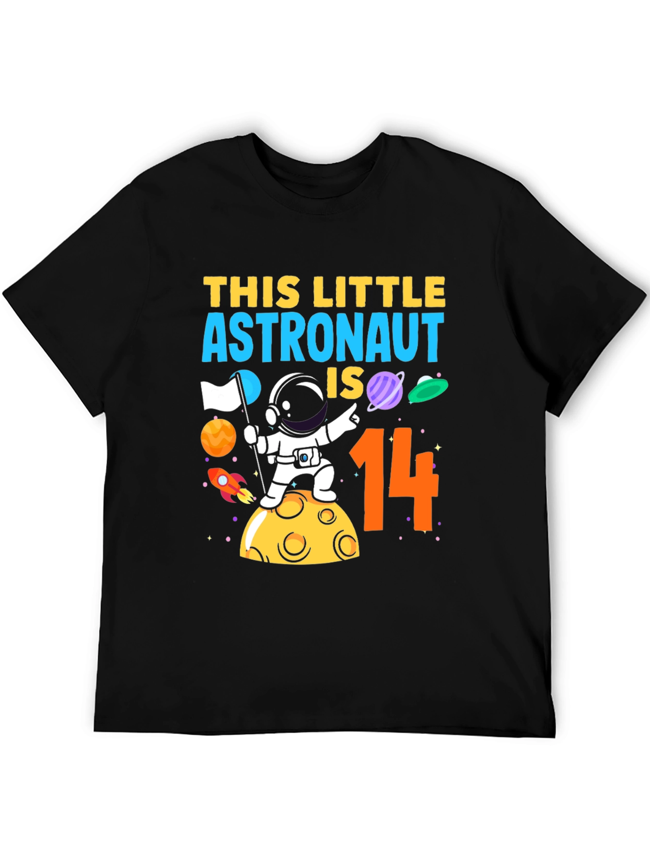 Astronaut 14th Birthday Black T-Shirt