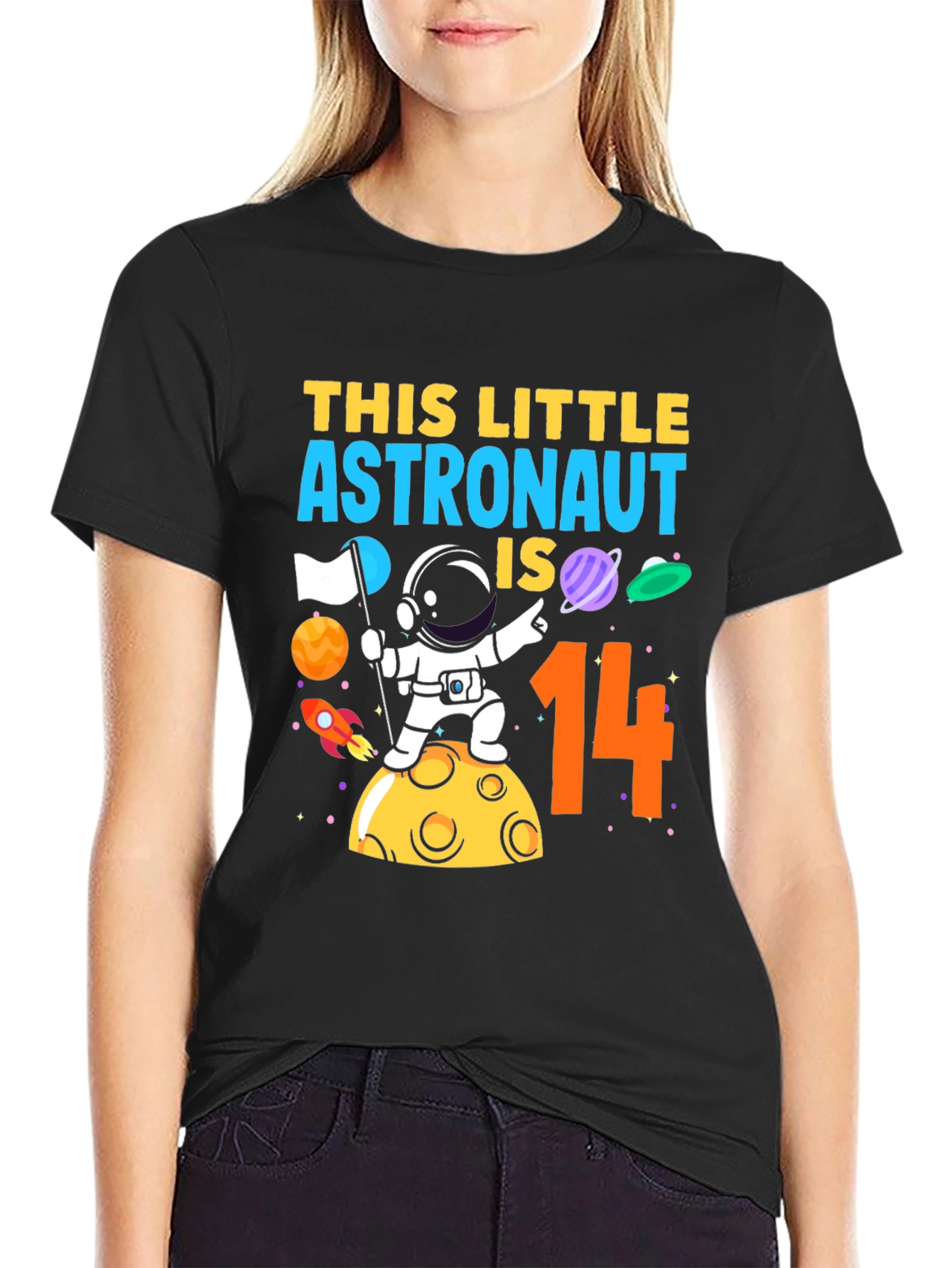 Astronaut 14th Birthday Black T-Shirt