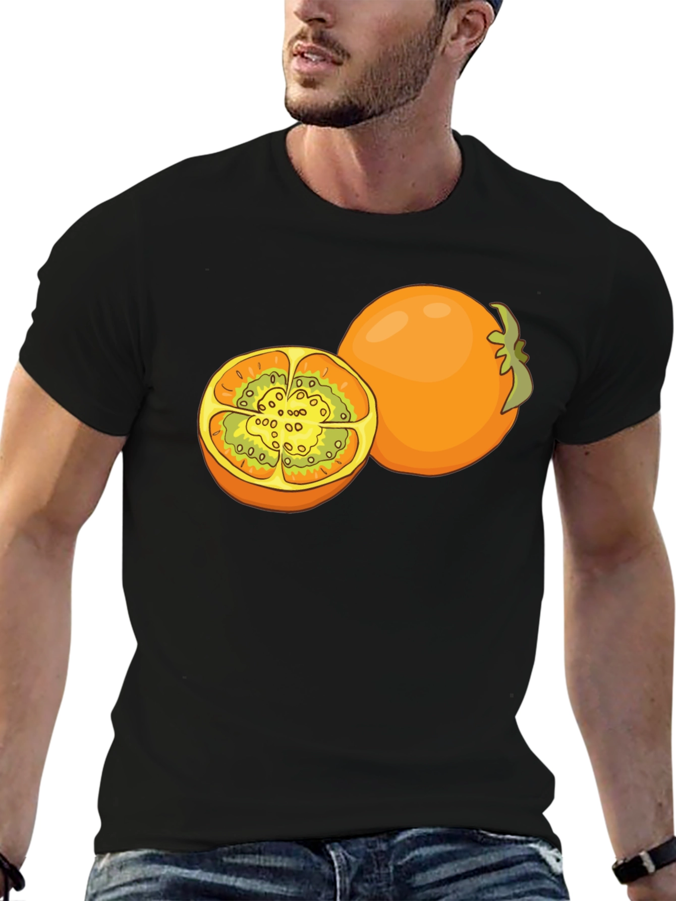 Tamarillo Fruit Graphic Black T-Shirt