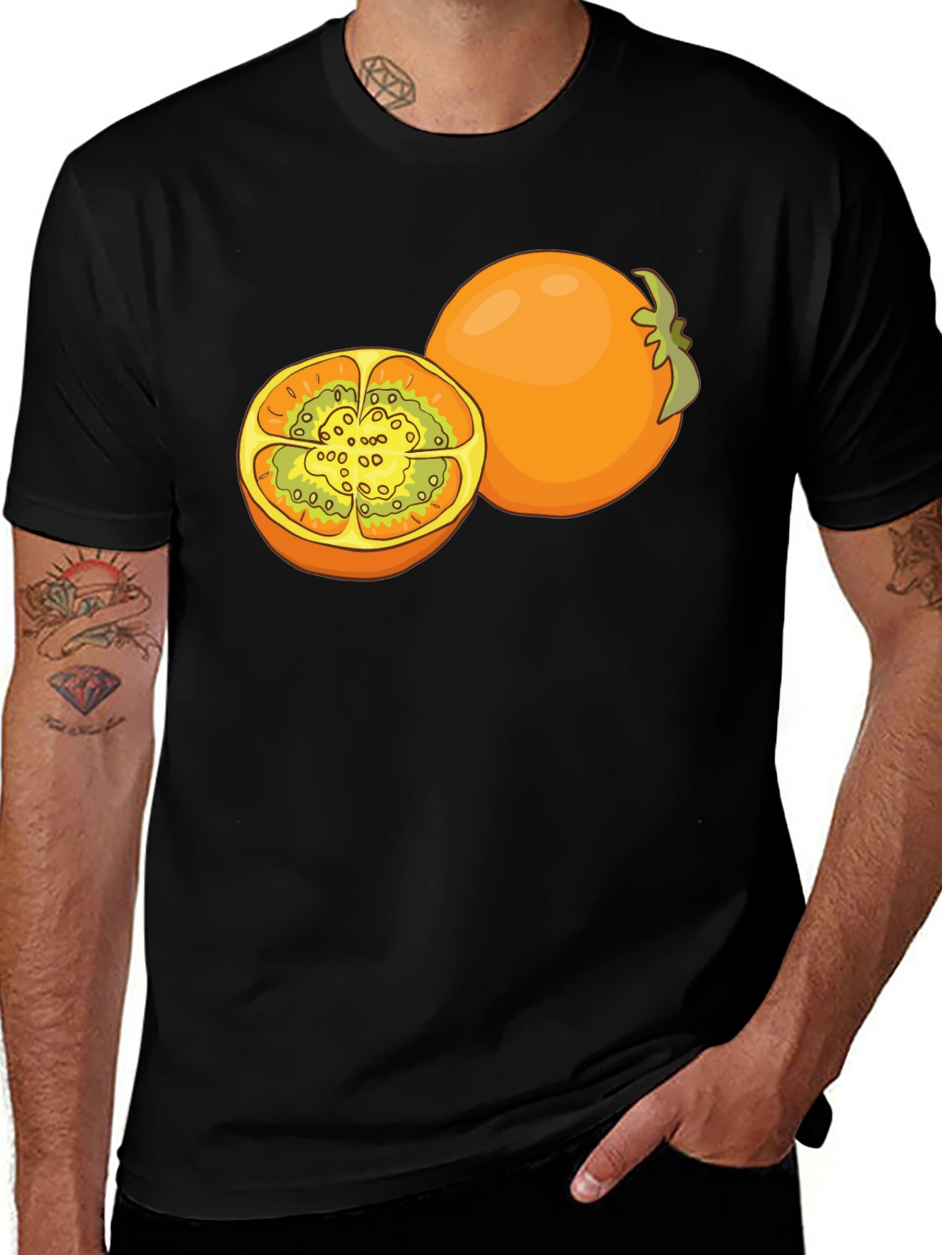 Tamarillo Fruit Graphic Black T-Shirt