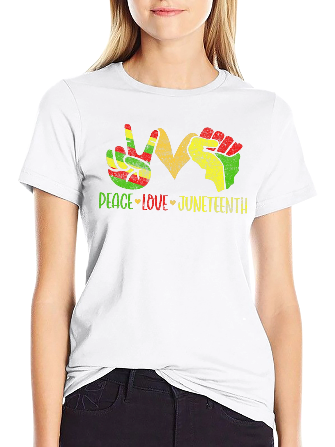 Juneteenth Peace Love Fist T-Shirt