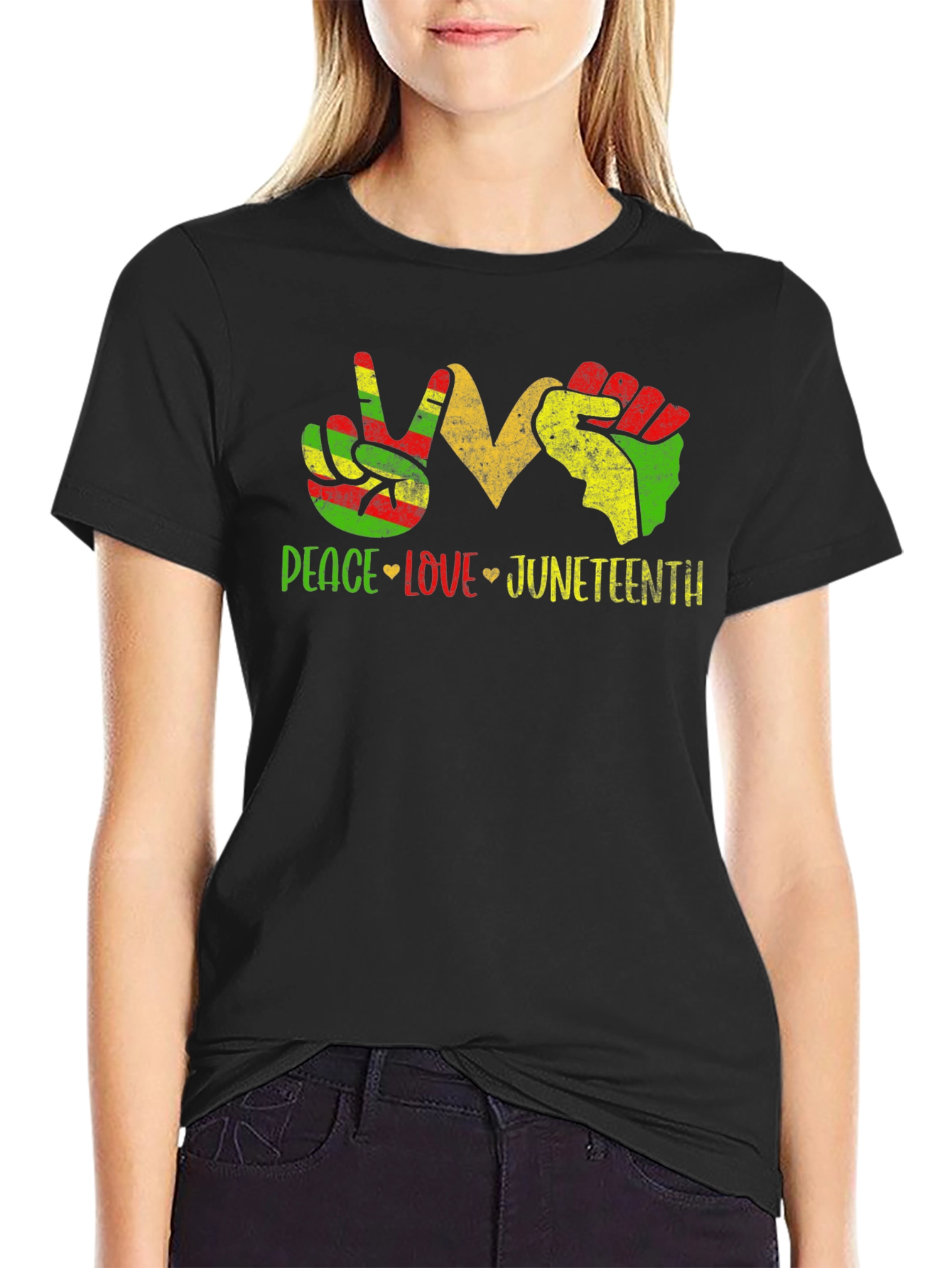 Juneteenth Peace Love Fist T-Shirt