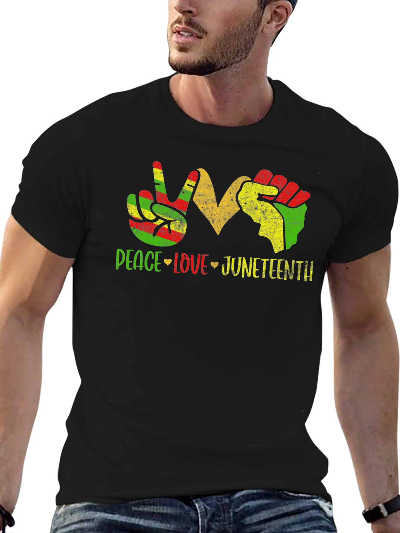Juneteenth Peace Love Fist T-Shirt