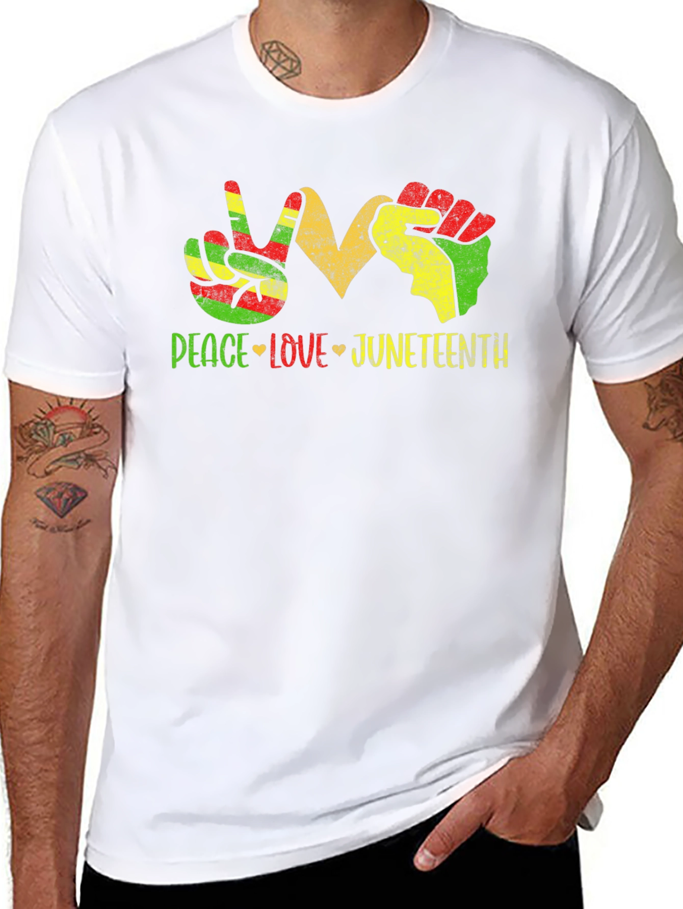 Juneteenth Peace Love Fist T-Shirt