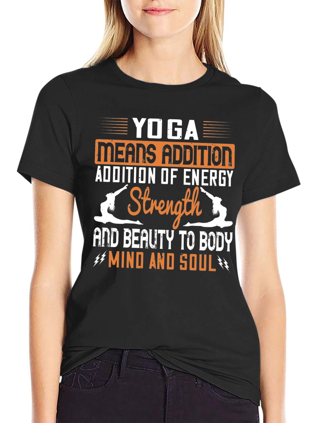 Yoga Means Addition Black Graphic T-Shirt