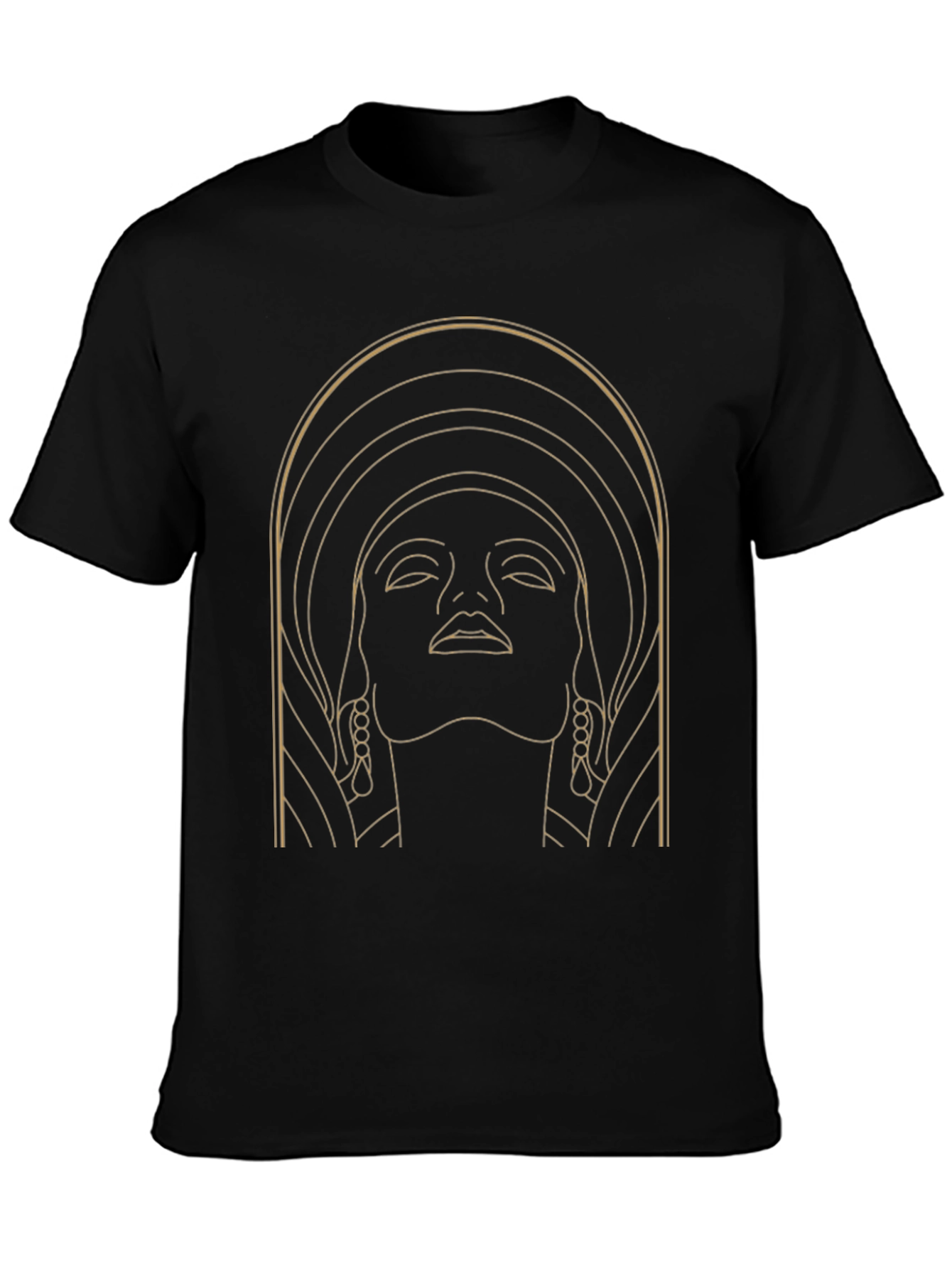 Art Deco Womans Face Graphic Tee - Black