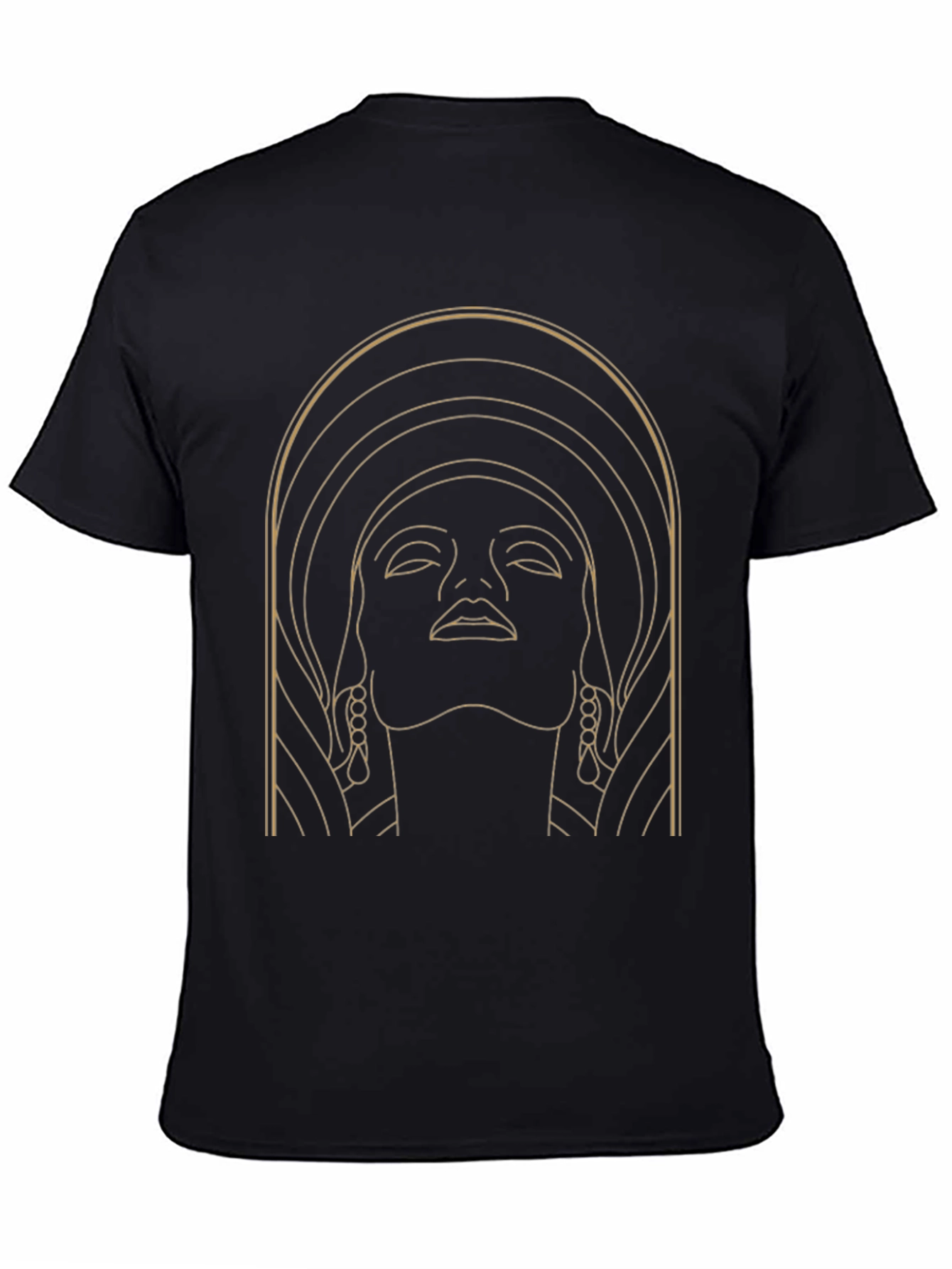 Art Deco Womans Face Graphic Tee - Black