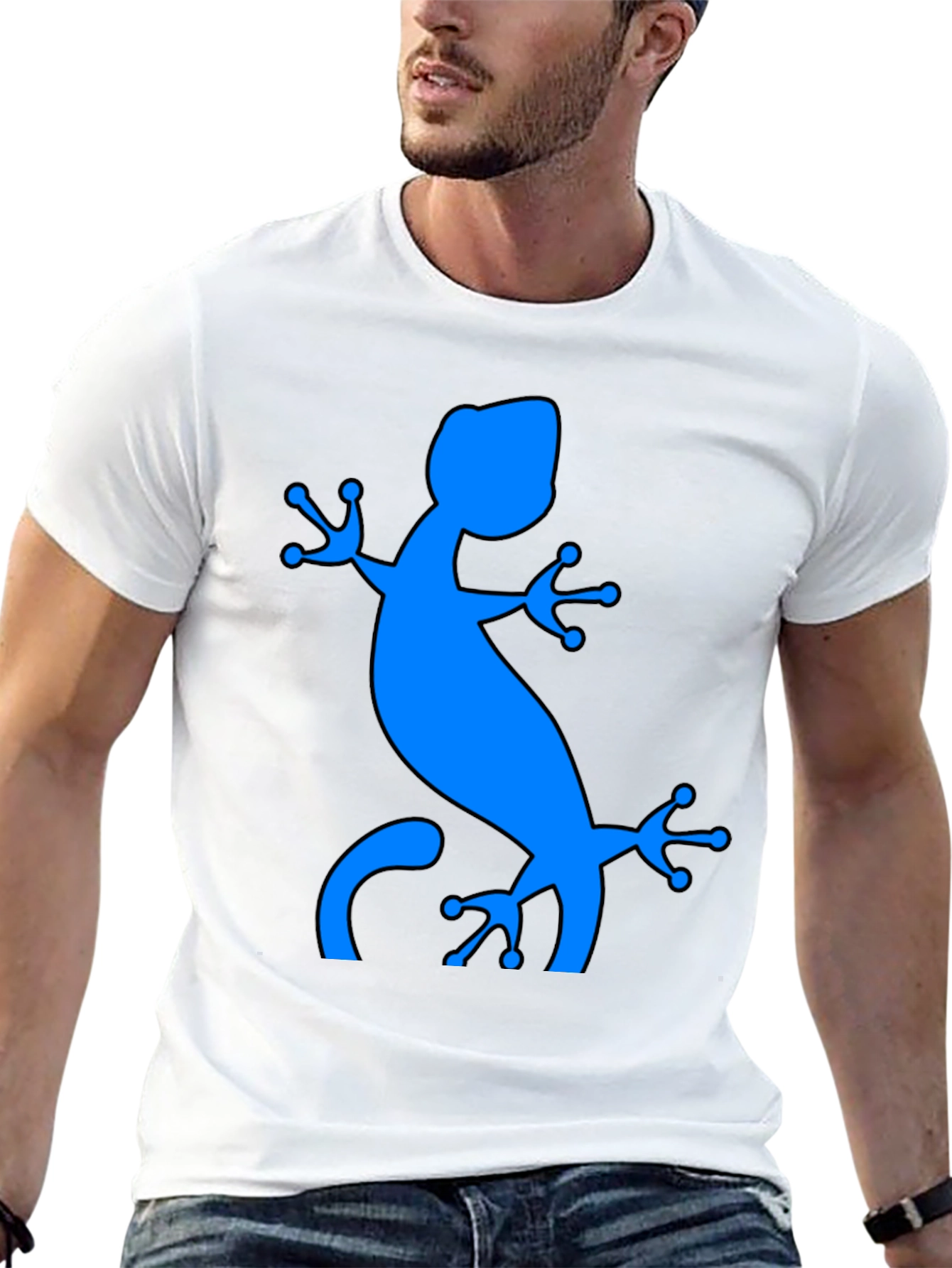 Blue Gecko Graphic Black T-Shirt
