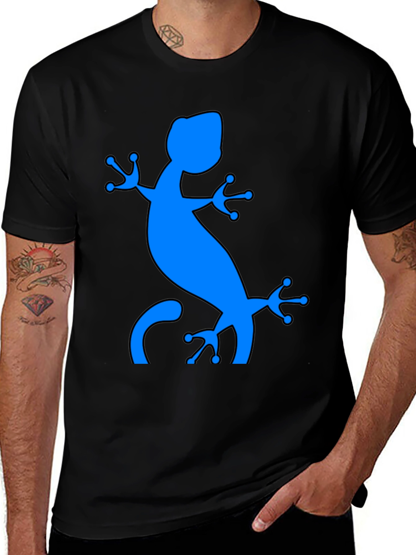 Blue Gecko Graphic Black T-Shirt