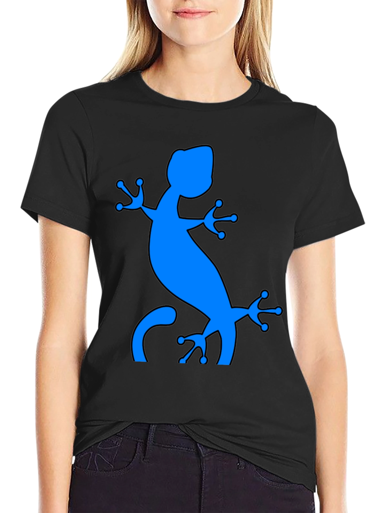 Blue Gecko Graphic Black T-Shirt