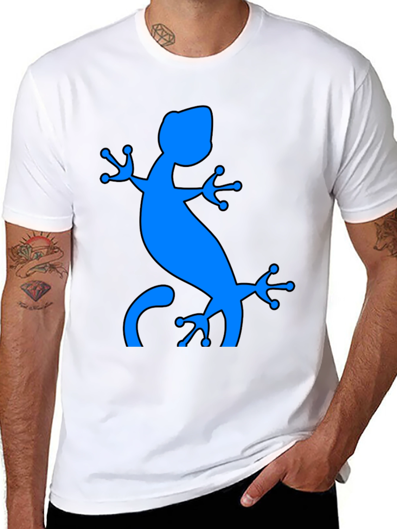 Blue Gecko Graphic Black T-Shirt