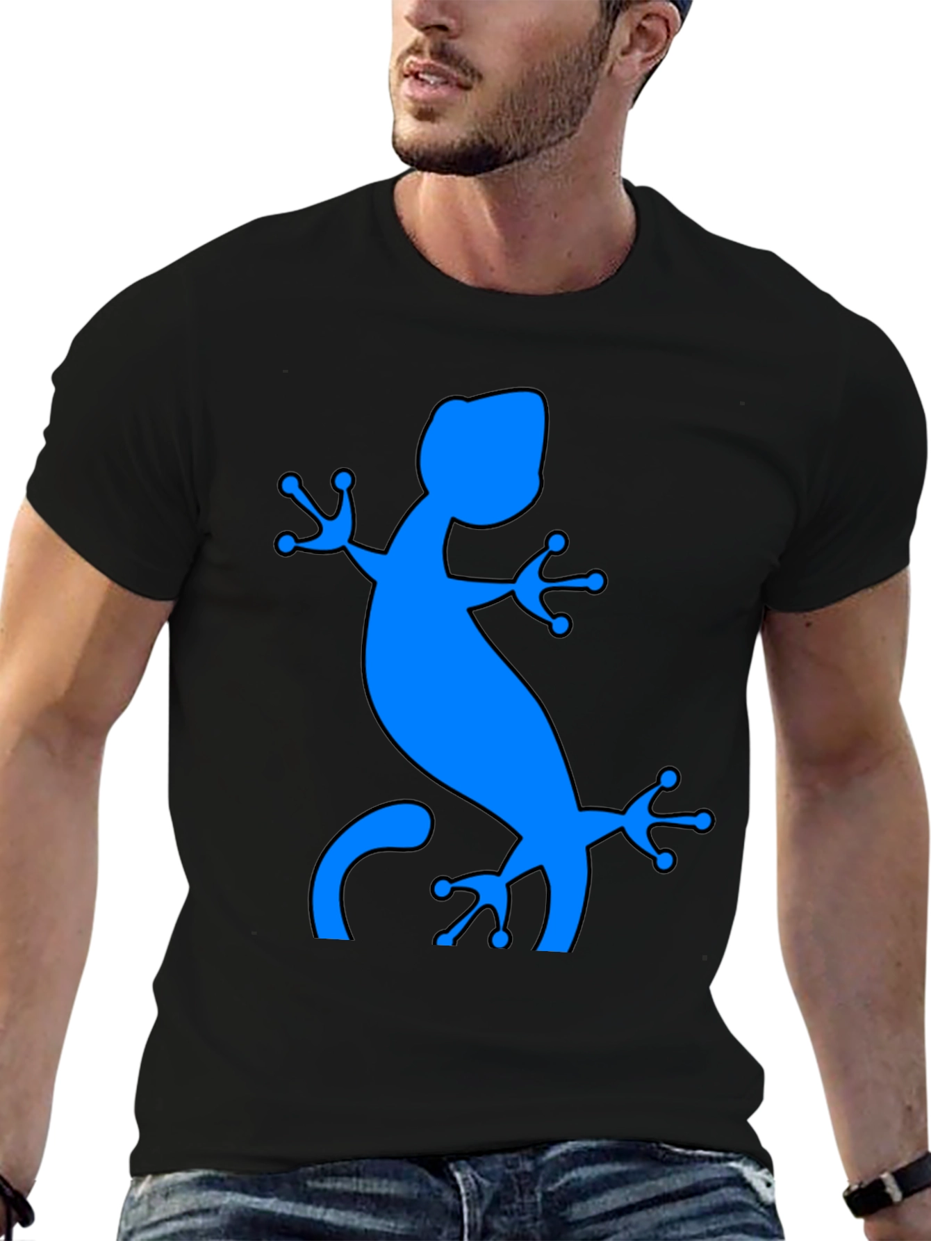 Blue Gecko Graphic Black T-Shirt