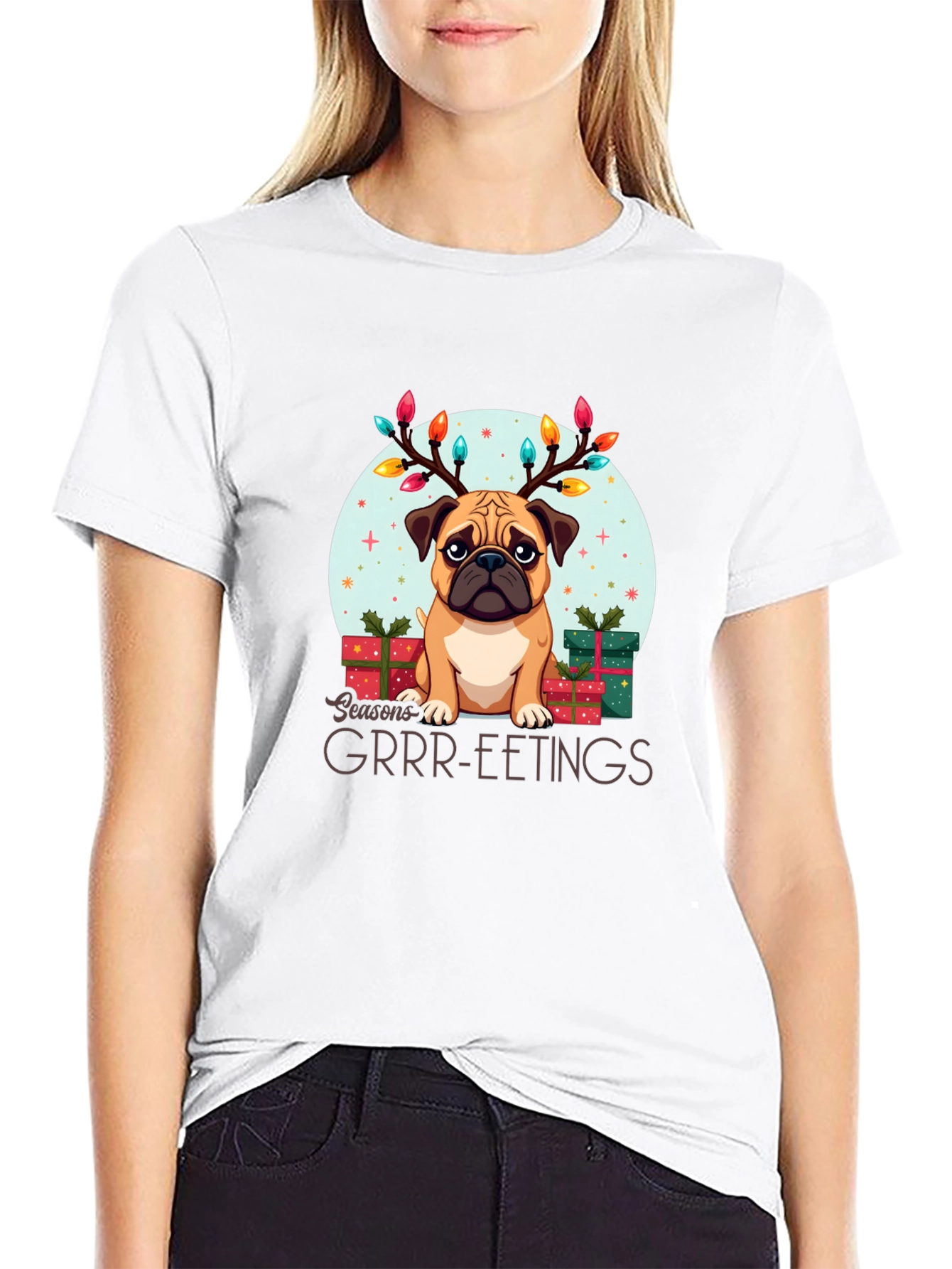 Festive Pug Christmas T-Shirt