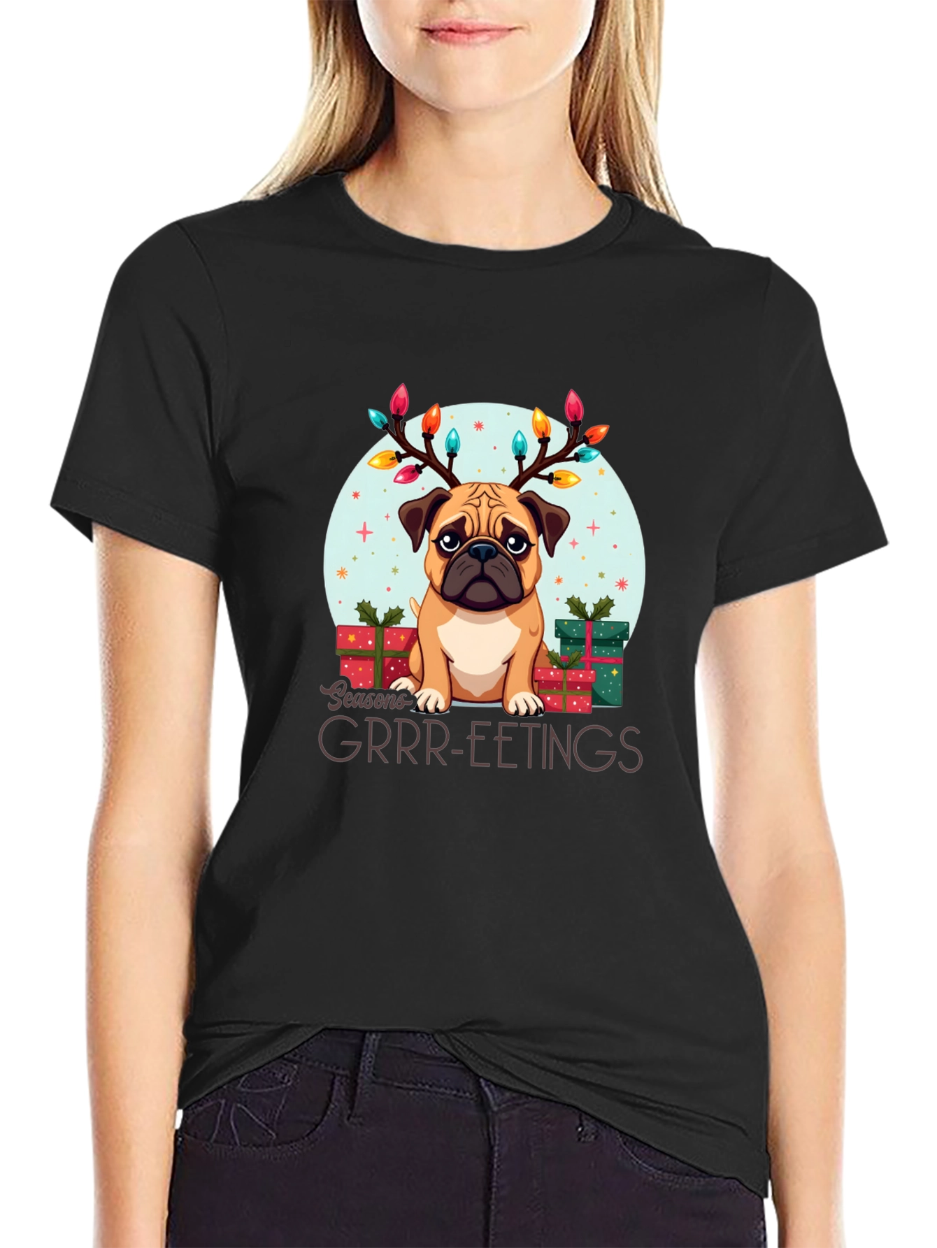 Festive Pug Christmas T-Shirt