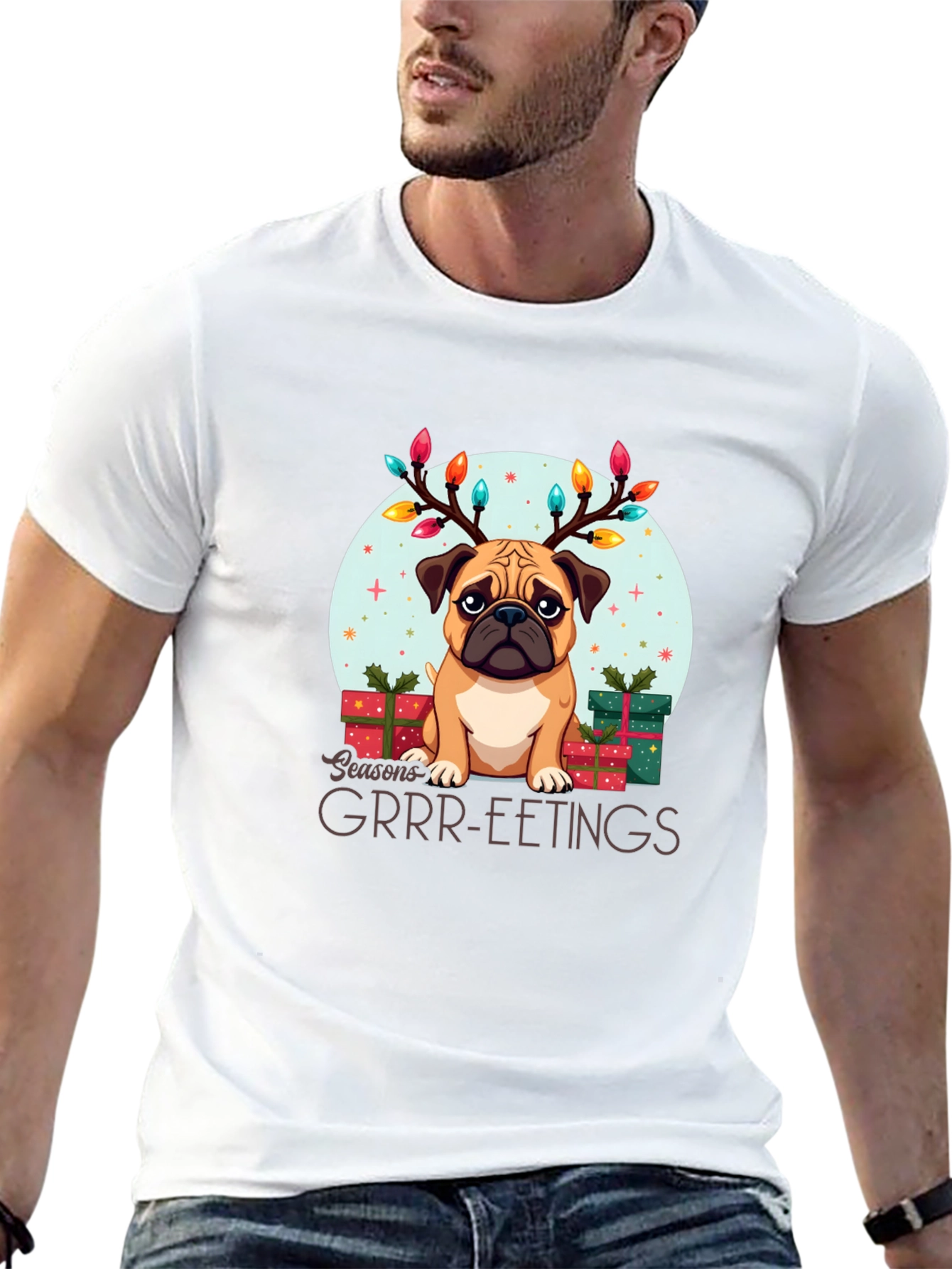 Festive Pug Christmas T-Shirt