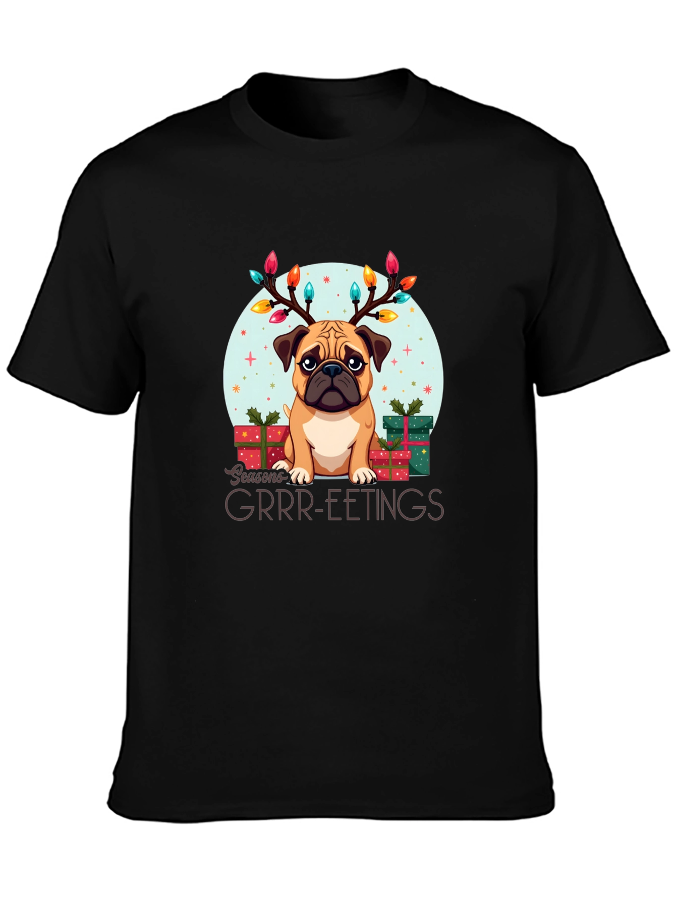 Festive Pug Christmas T-Shirt