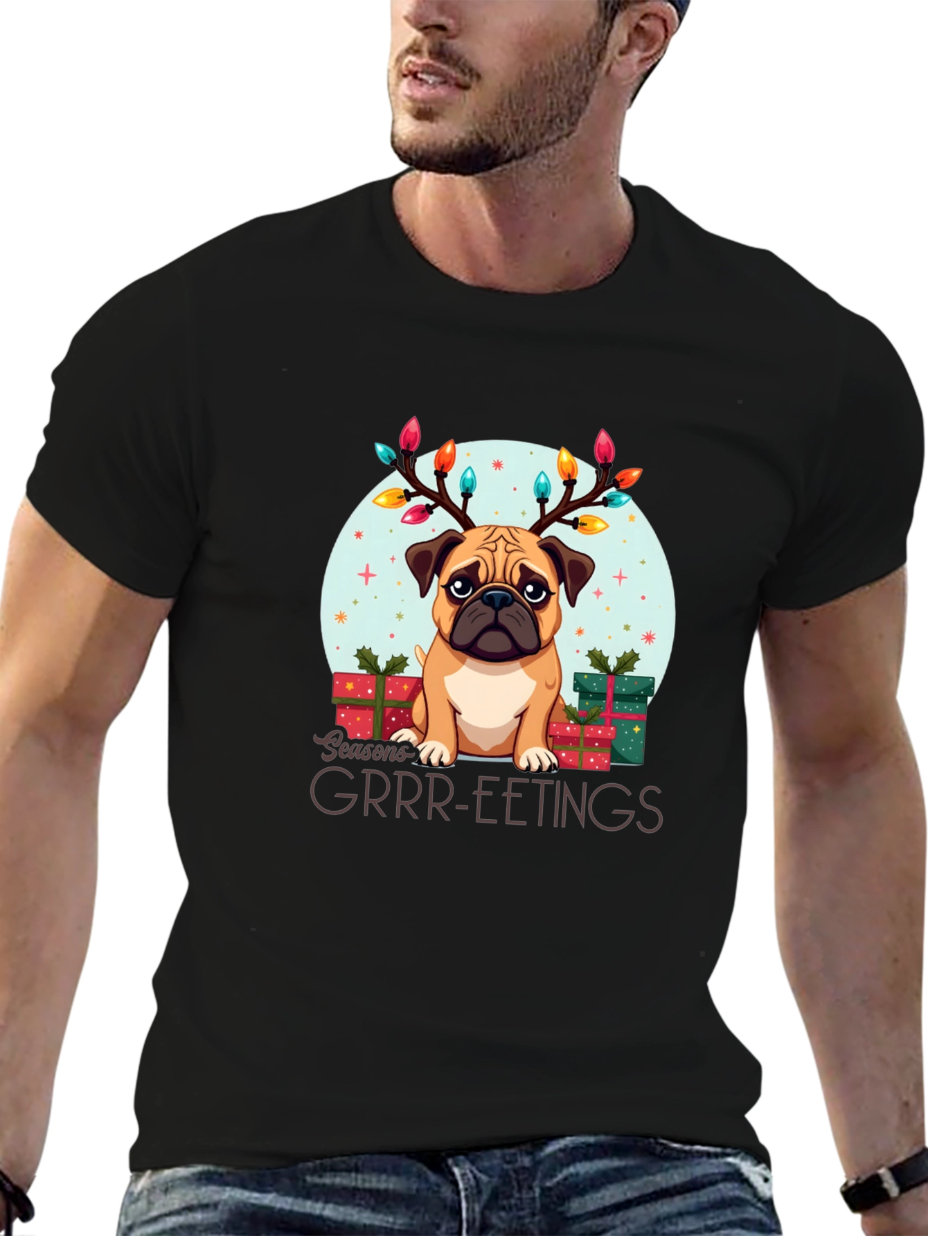 Festive Pug Christmas T-Shirt