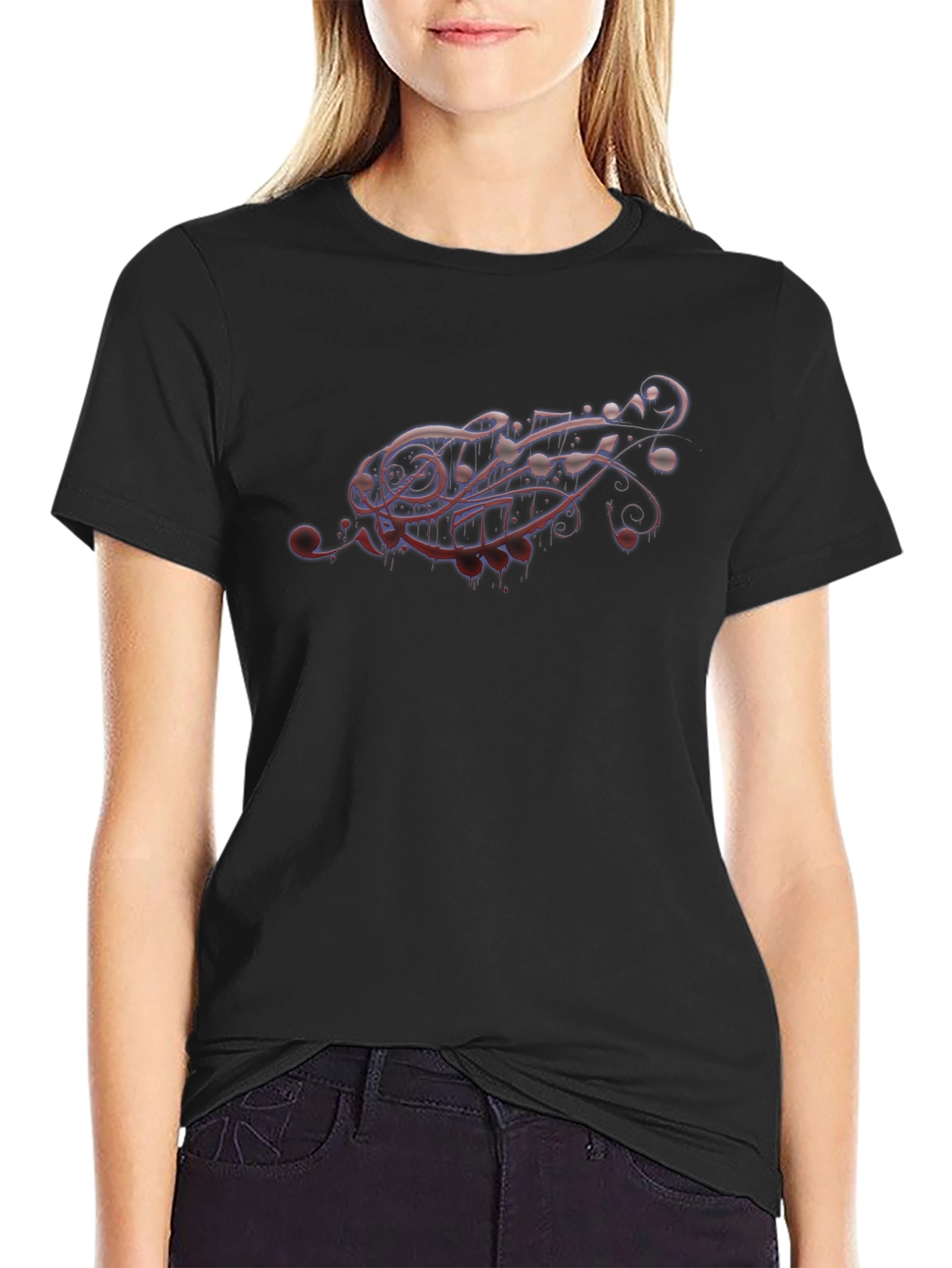 Abstract Graphic Tee - Black Crewneck T-Shirt