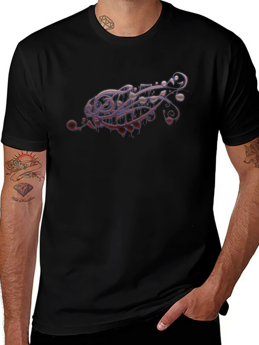 Abstract Graphic Tee - Black Crewneck T-Shirt