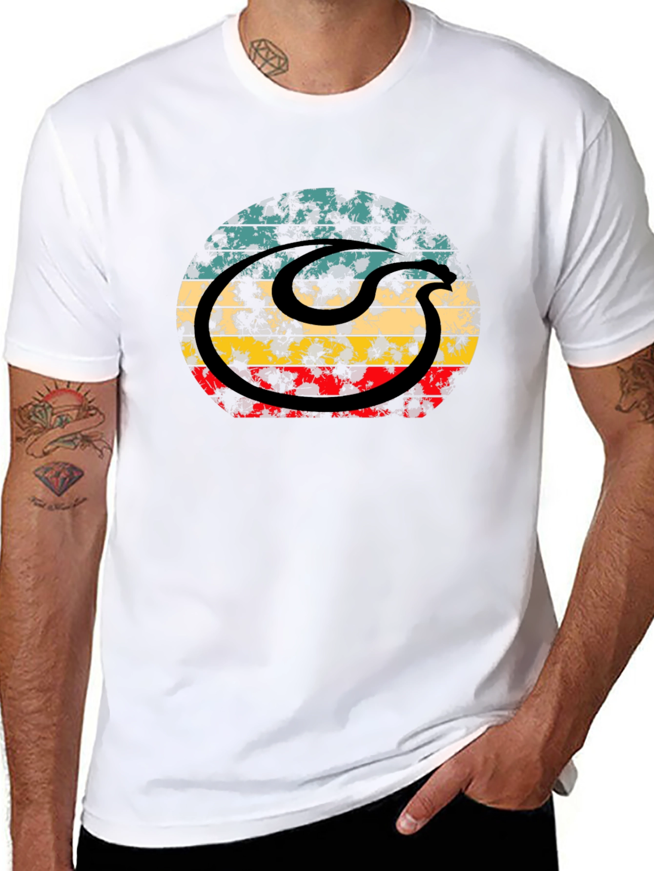 Retro Snake Graphic Tee - Distressed Style