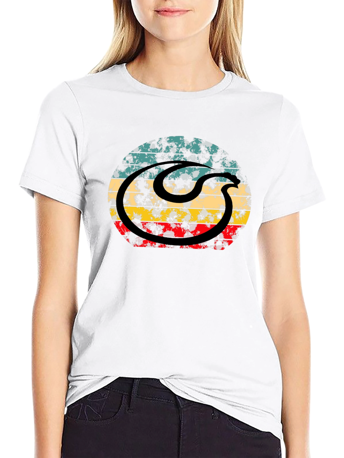 Retro Snake Graphic Tee - Distressed Style