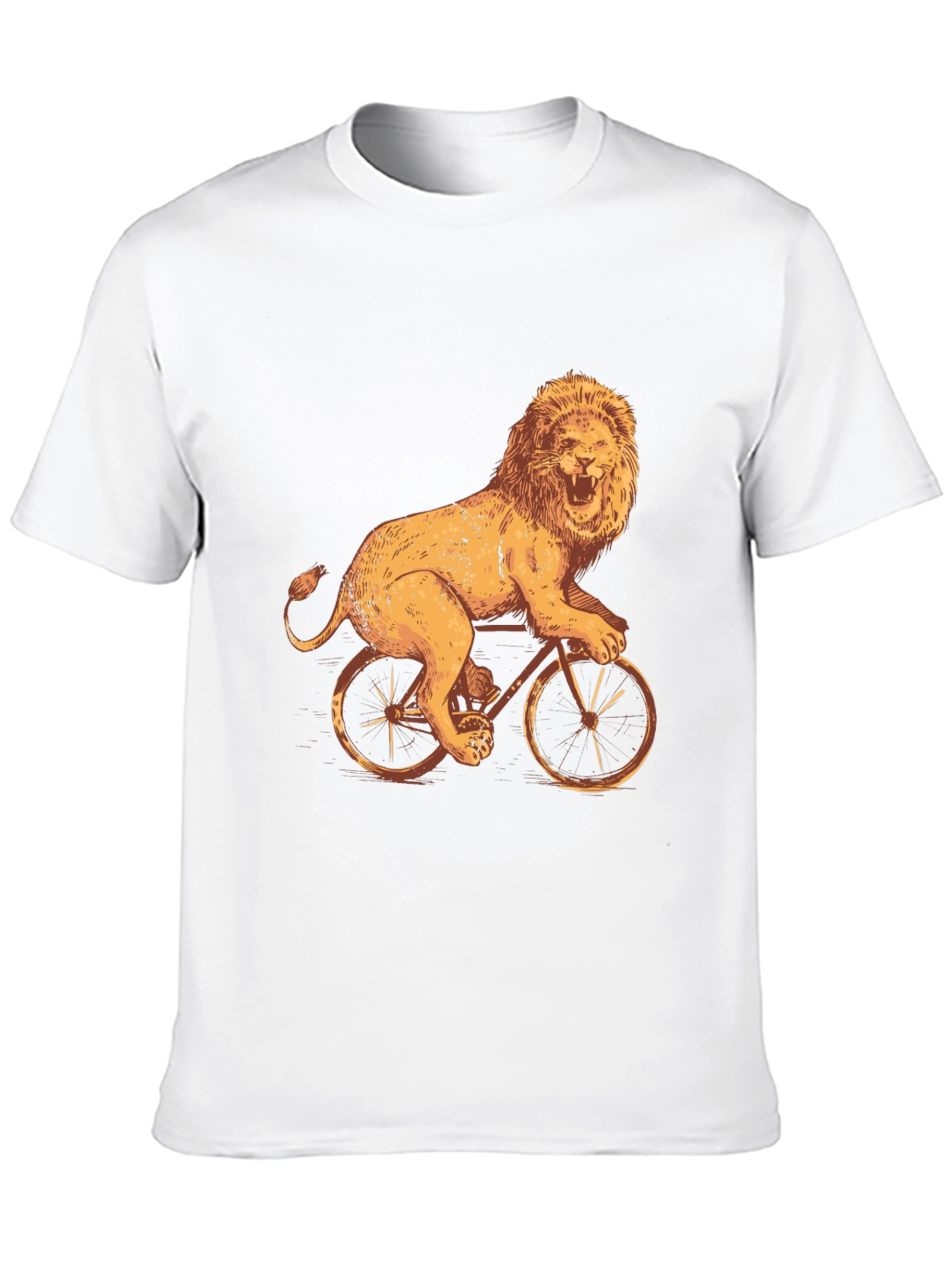 Lion Riding Bike Graphic Tee - Cool Black T-Shirt
