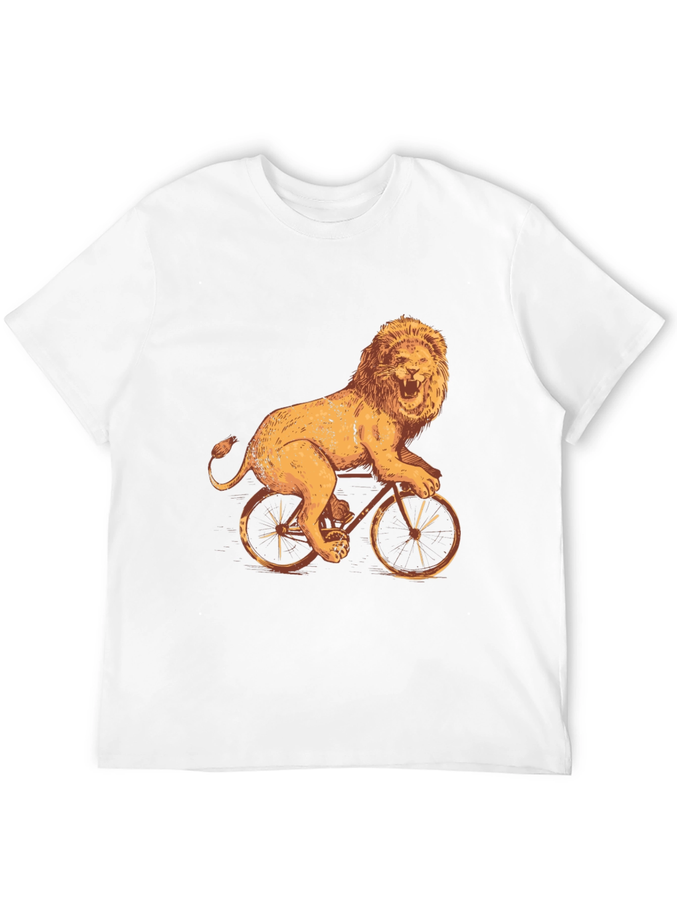 Lion Riding Bike Graphic Tee - Cool Black T-Shirt