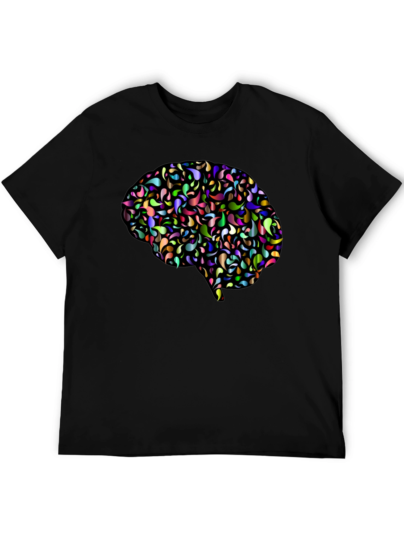 Abstract Brain Graphic T-Shirt - Black
