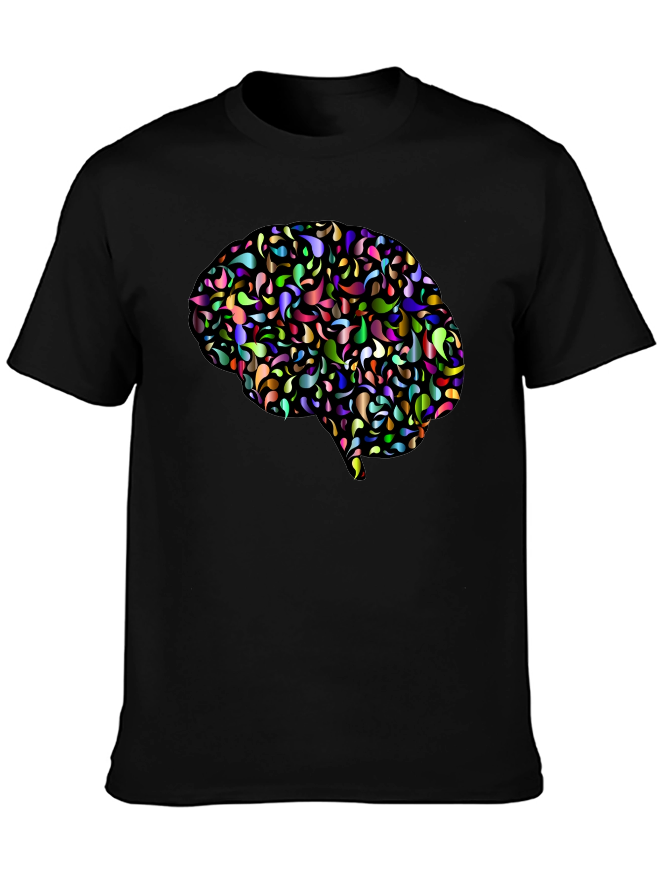 Abstract Brain Graphic T-Shirt - Black