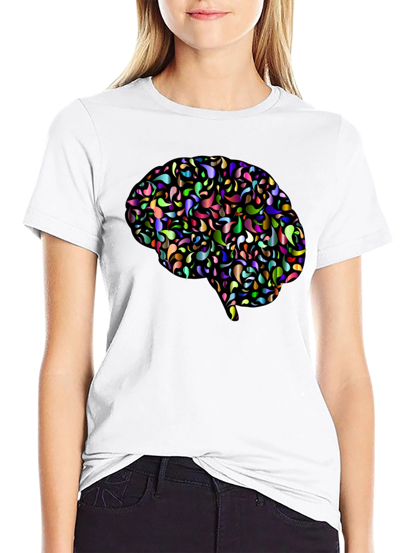Abstract Brain Graphic T-Shirt - Black