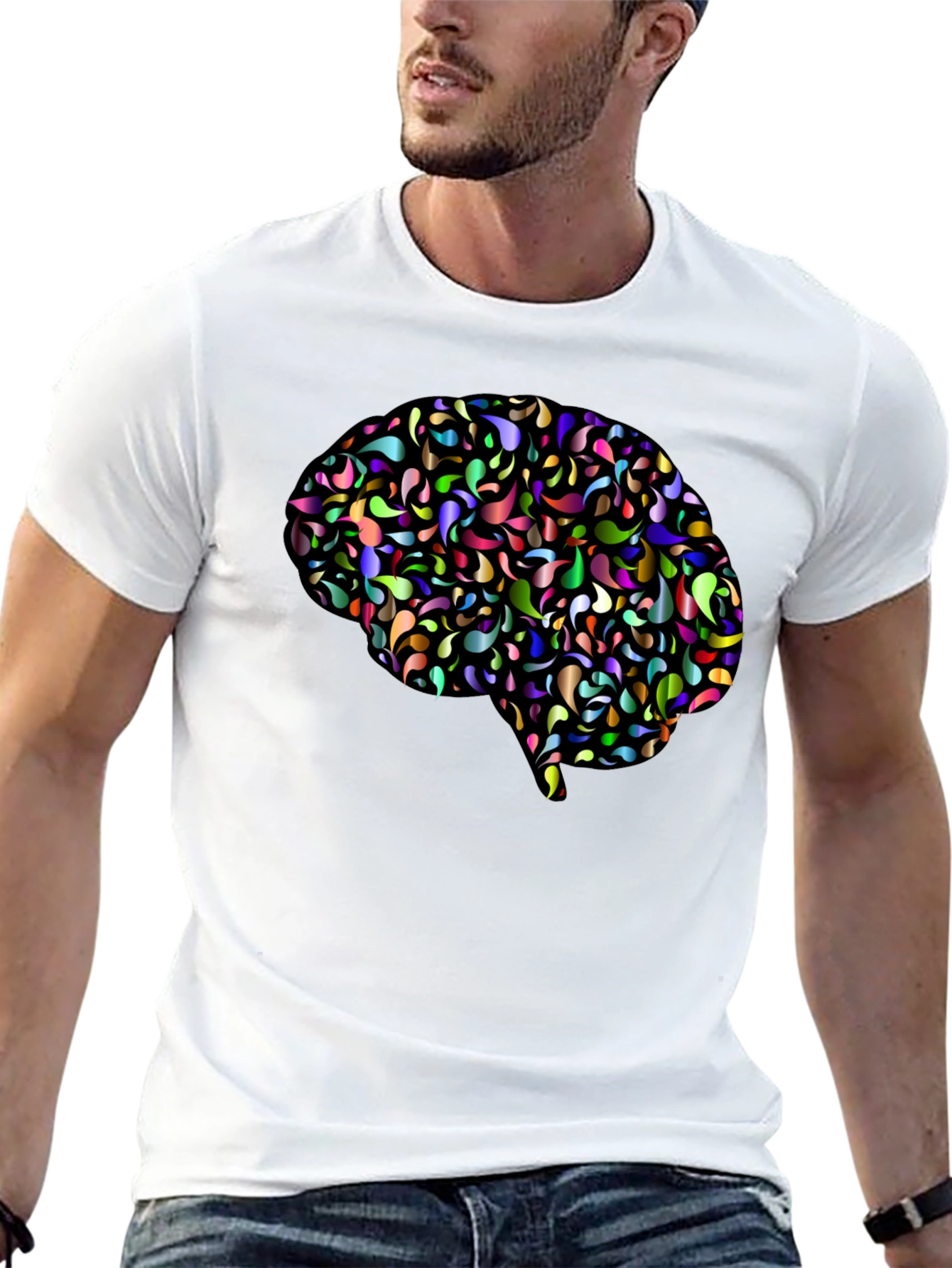 Abstract Brain Graphic T-Shirt - Black