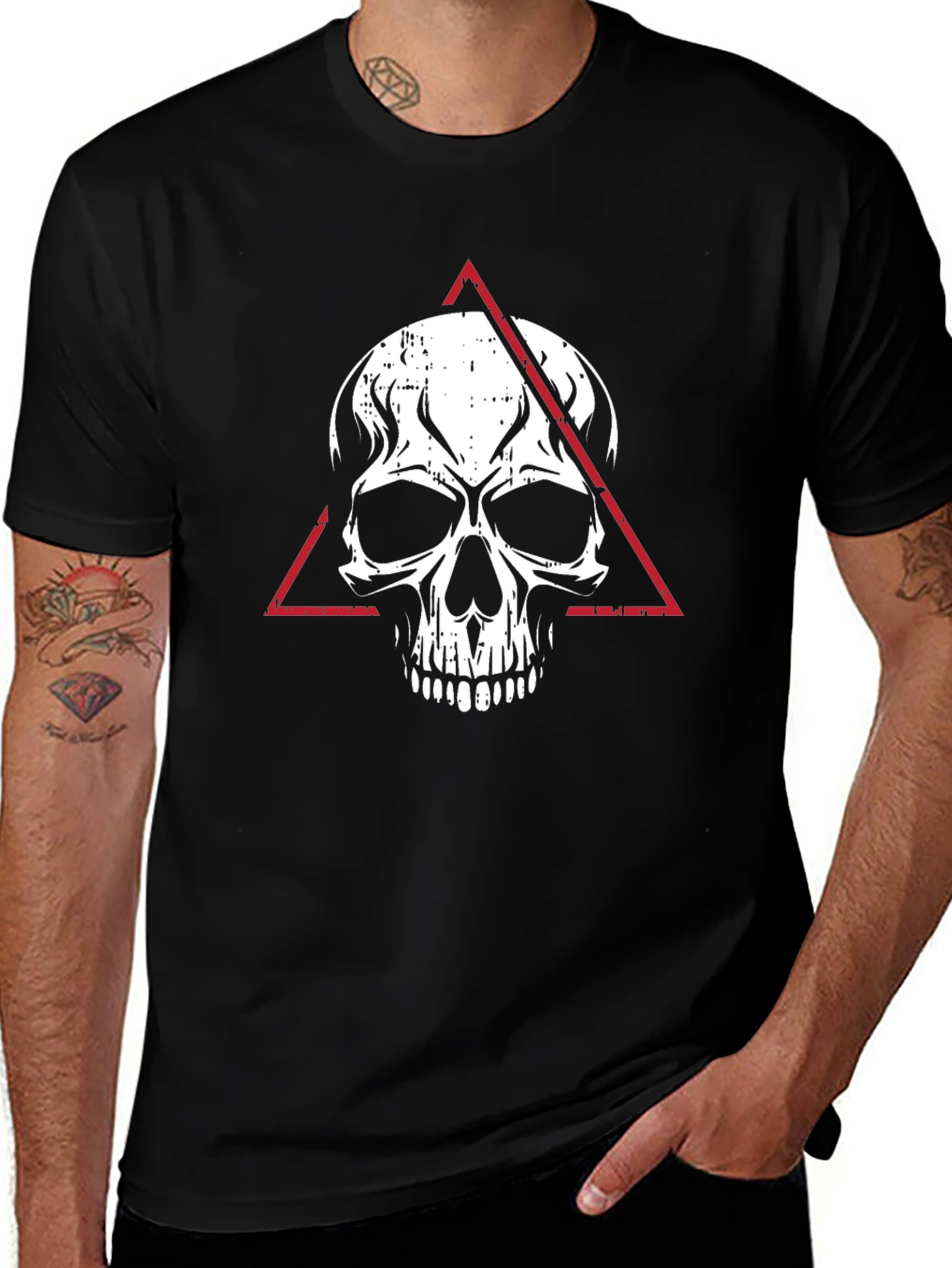 Edgy Skull Graphic Tee - Mens Black T-Shirt