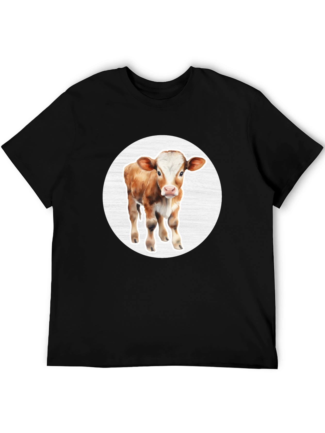 Cow Graphic Tee - Black Cotton Blend