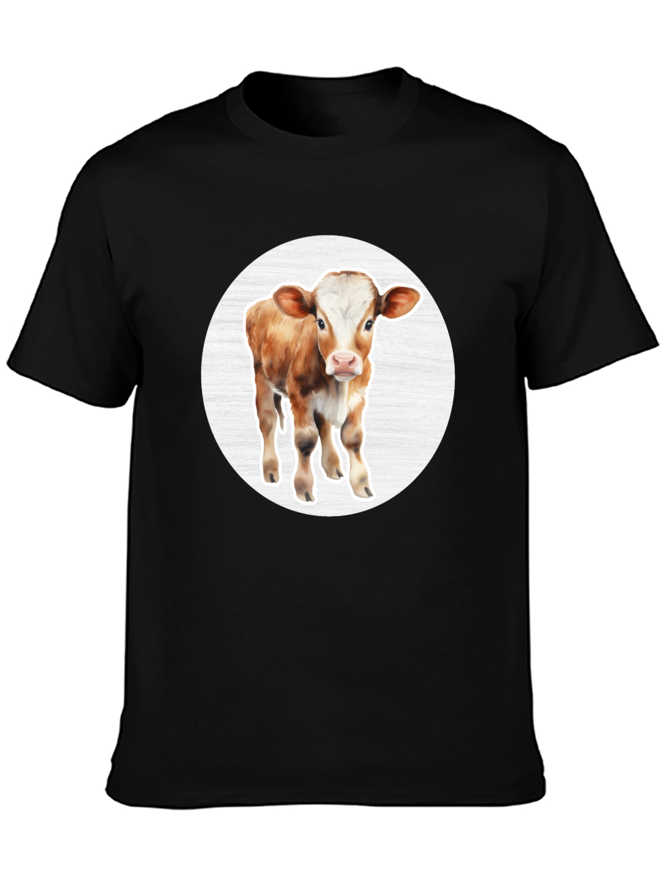 Cow Graphic Tee - Black Cotton Blend
