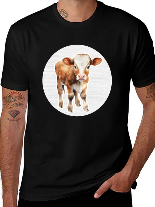Cow Graphic Tee - Black Cotton Blend