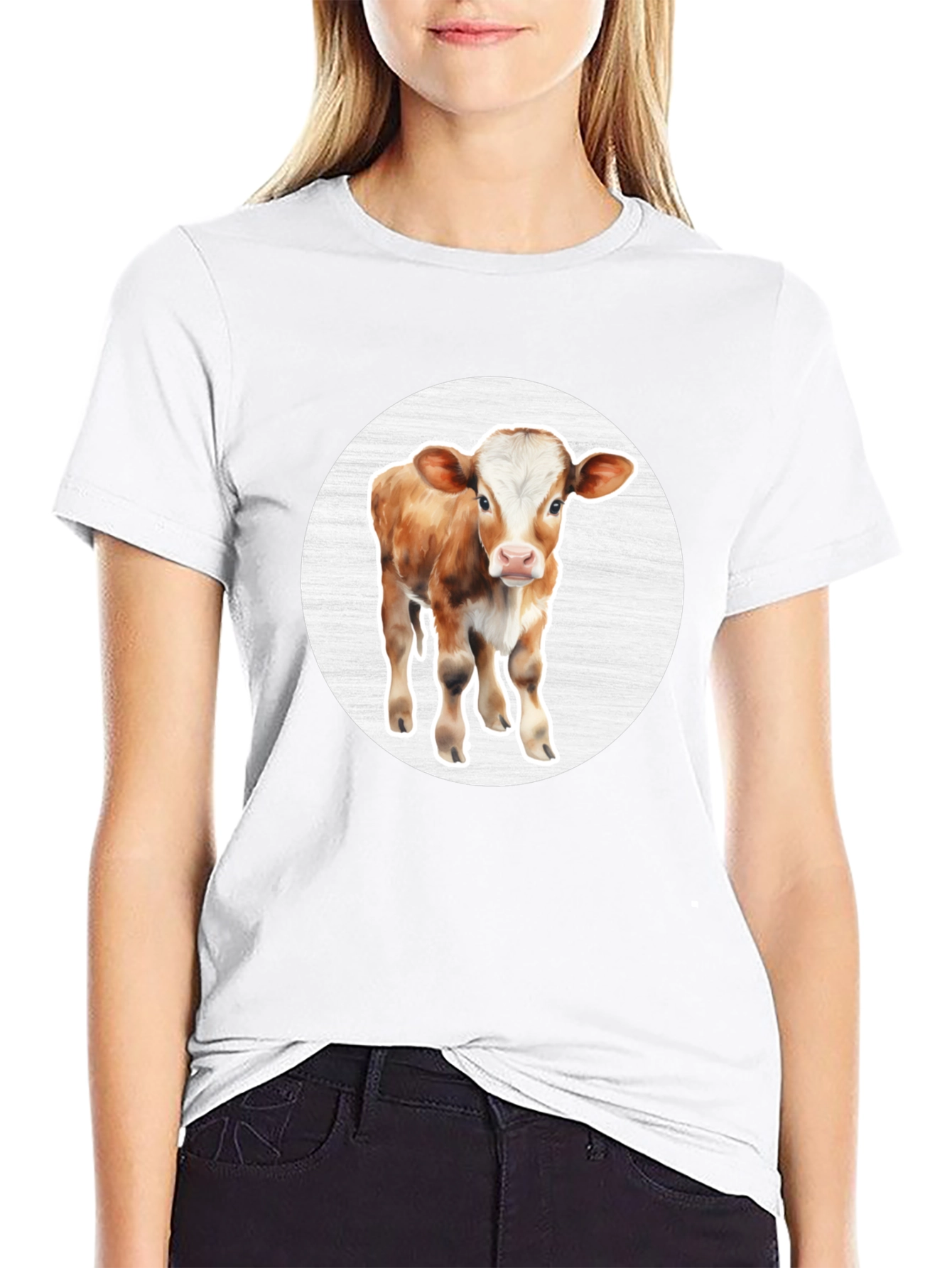 Cow Graphic Tee - Black Cotton Blend