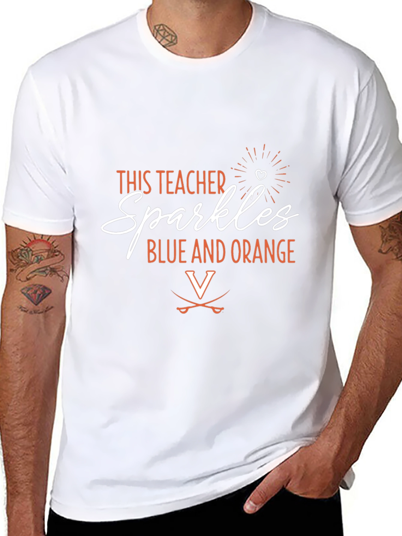 Sparkles Teacher Shirt: Blue and Orange