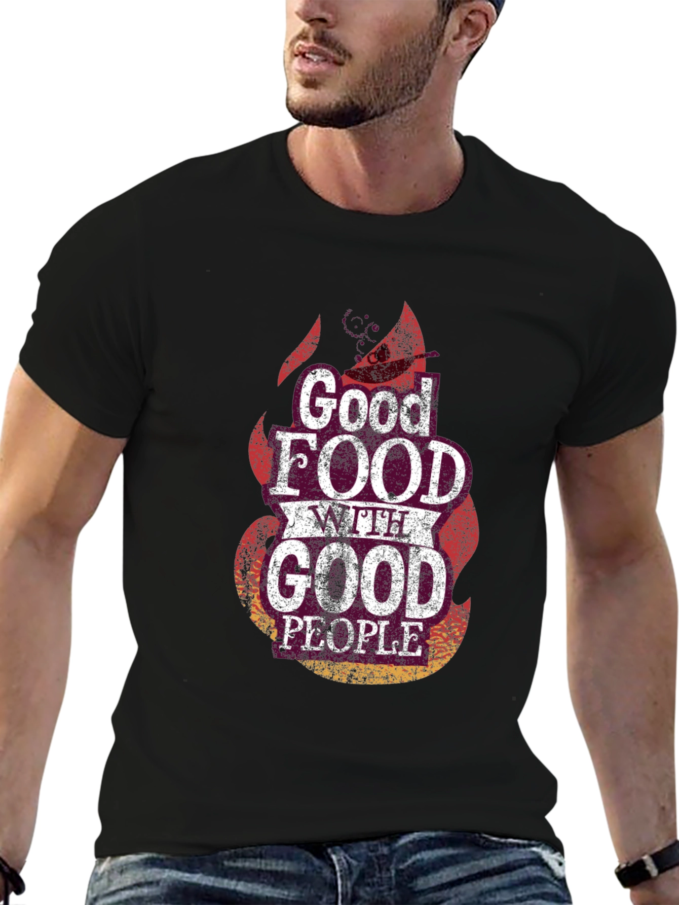 Good Food Good People Black Graphic Tee