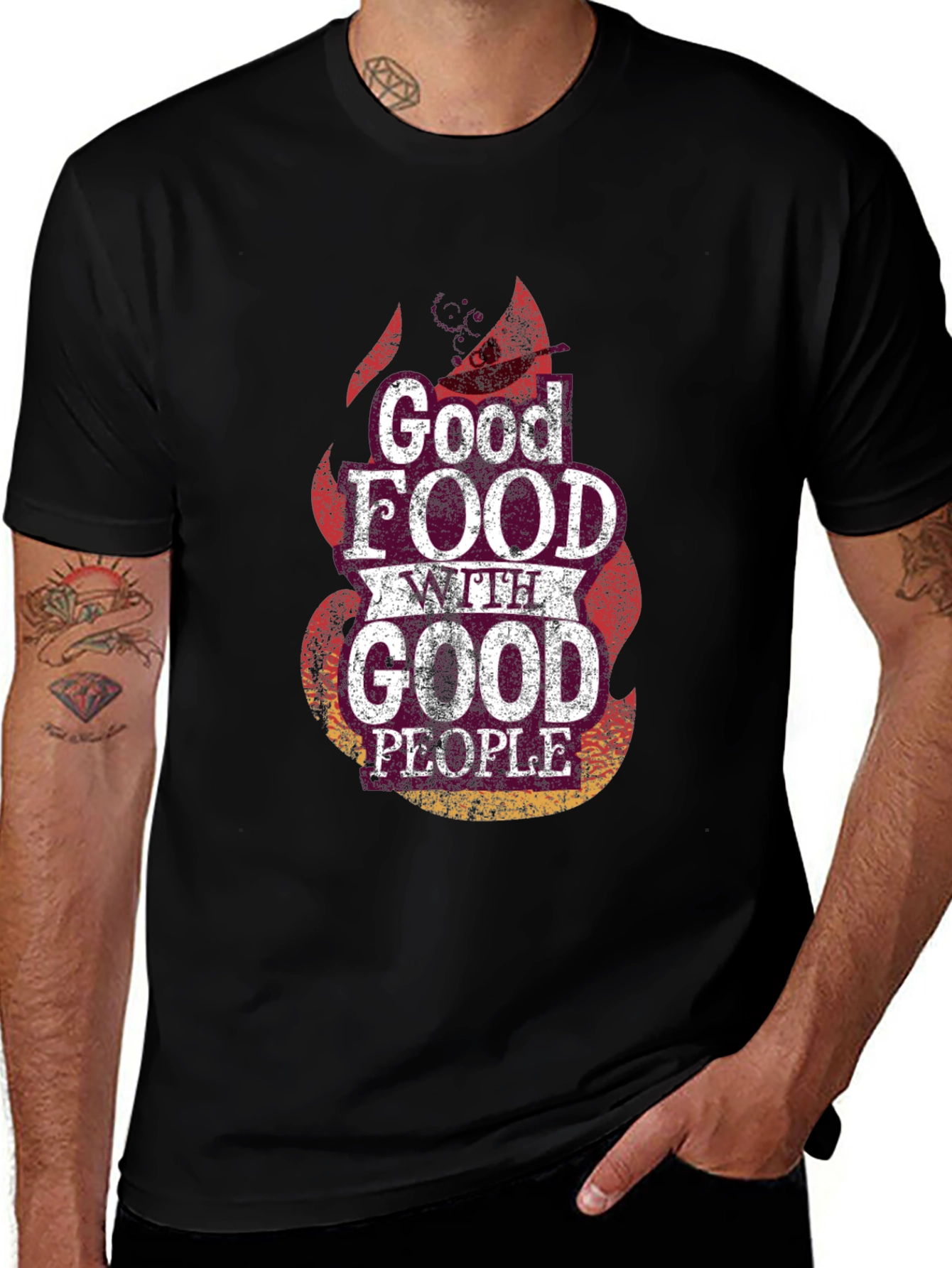 Good Food Good People Black Graphic Tee