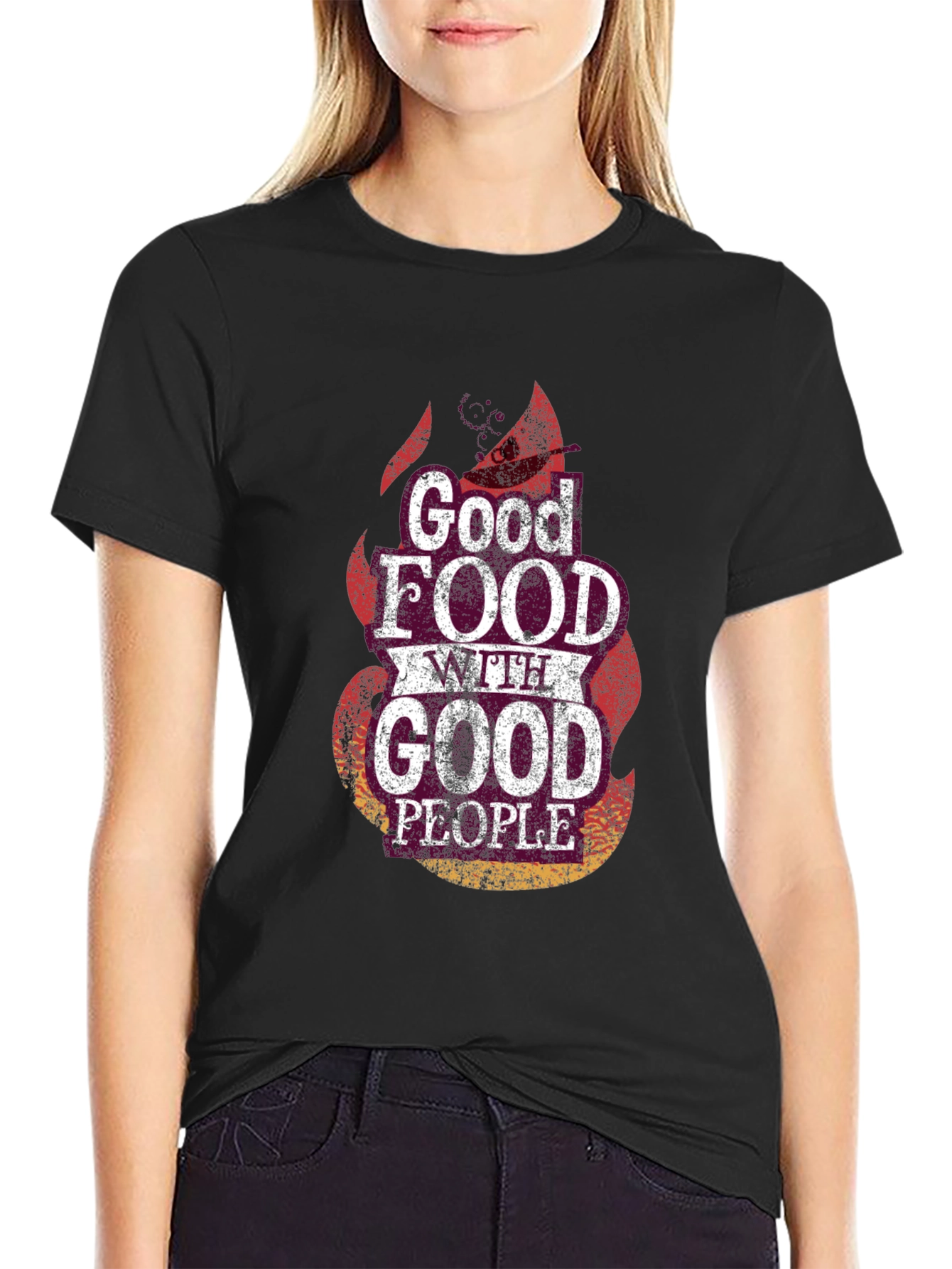 Good Food Good People Black Graphic Tee