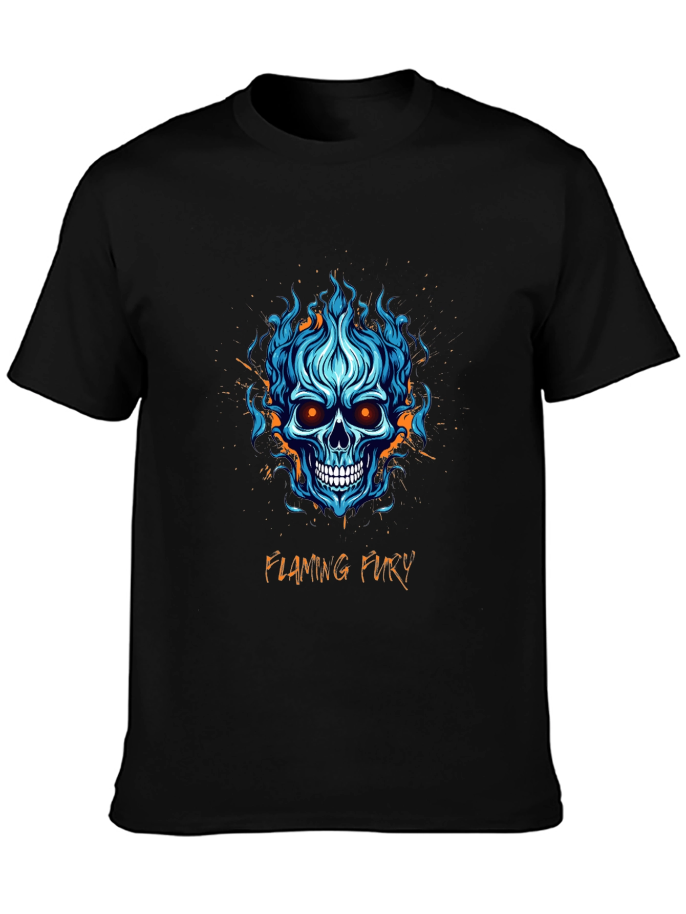 Flaming Fury Skull Graphic T-Shirt