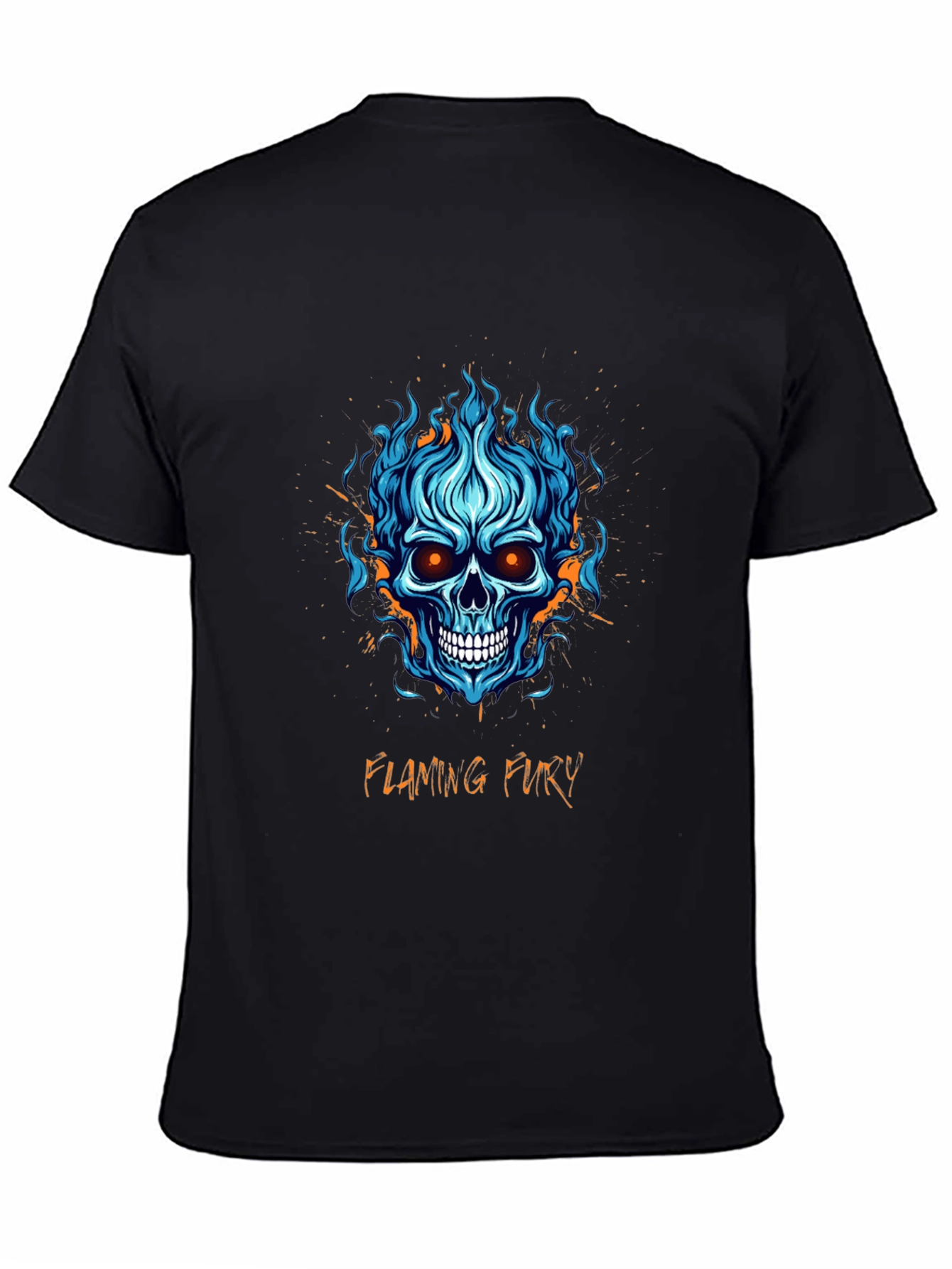 Flaming Fury Skull Graphic T-Shirt