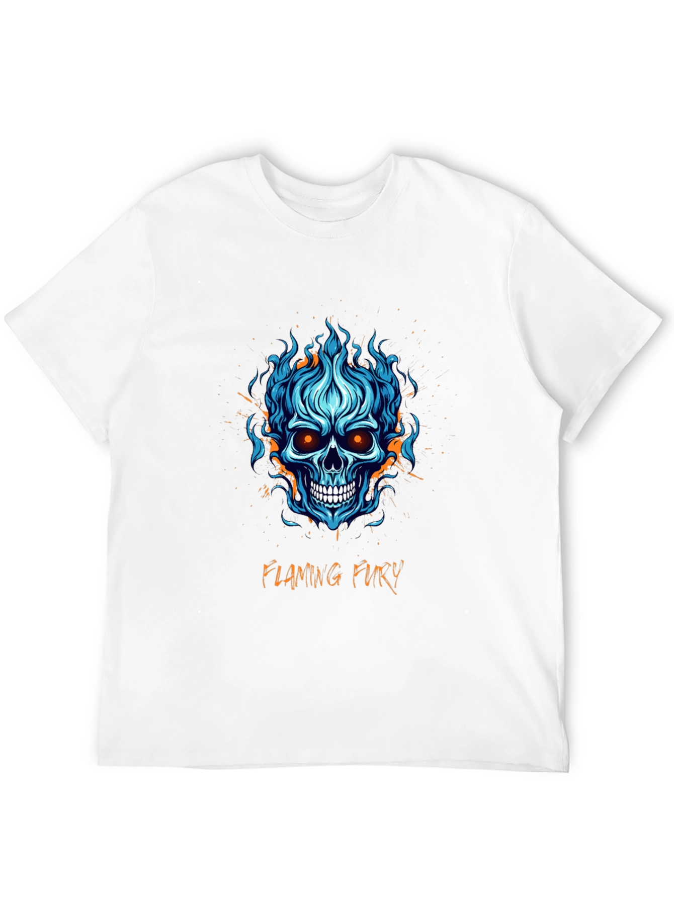 Flaming Fury Skull Graphic T-Shirt