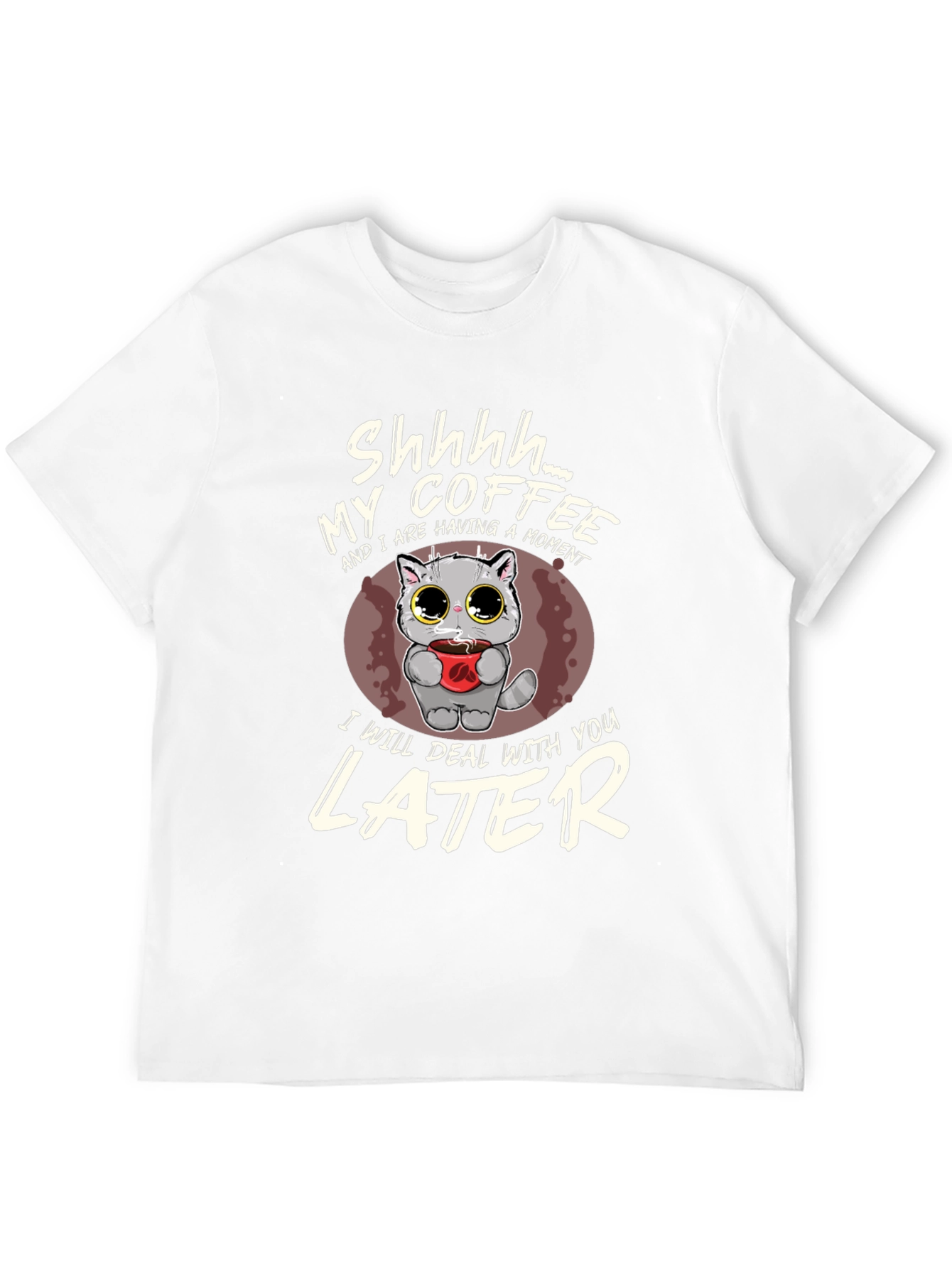 Shhhh Coffee Lover Cat T-Shirt