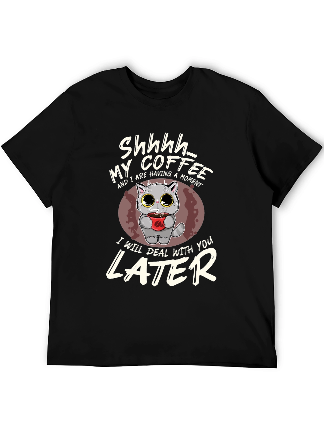 Shhhh Coffee Lover Cat T-Shirt