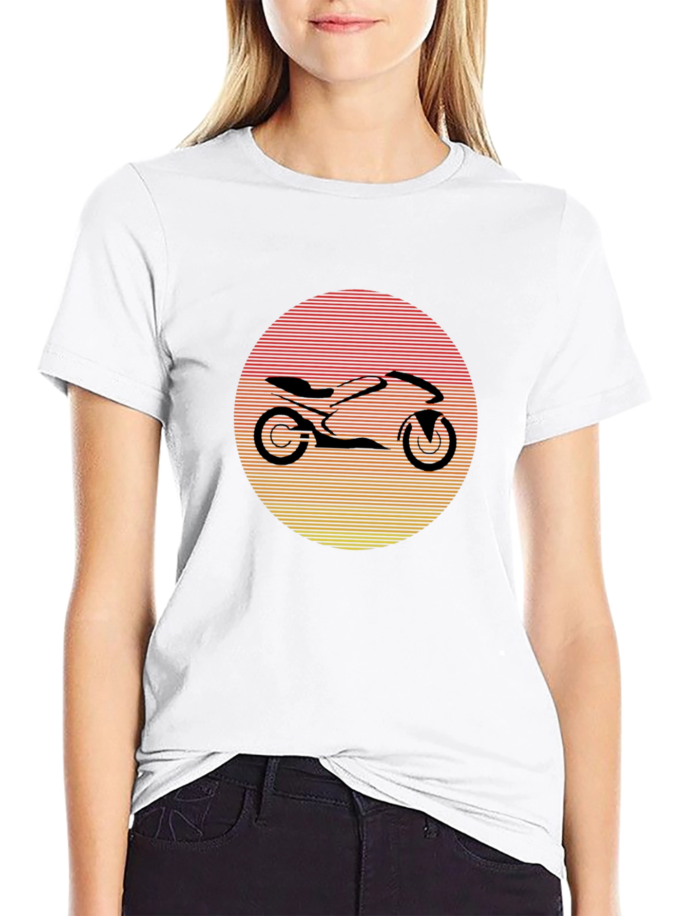 Motorcycle Sunset Graphic Tee - Black