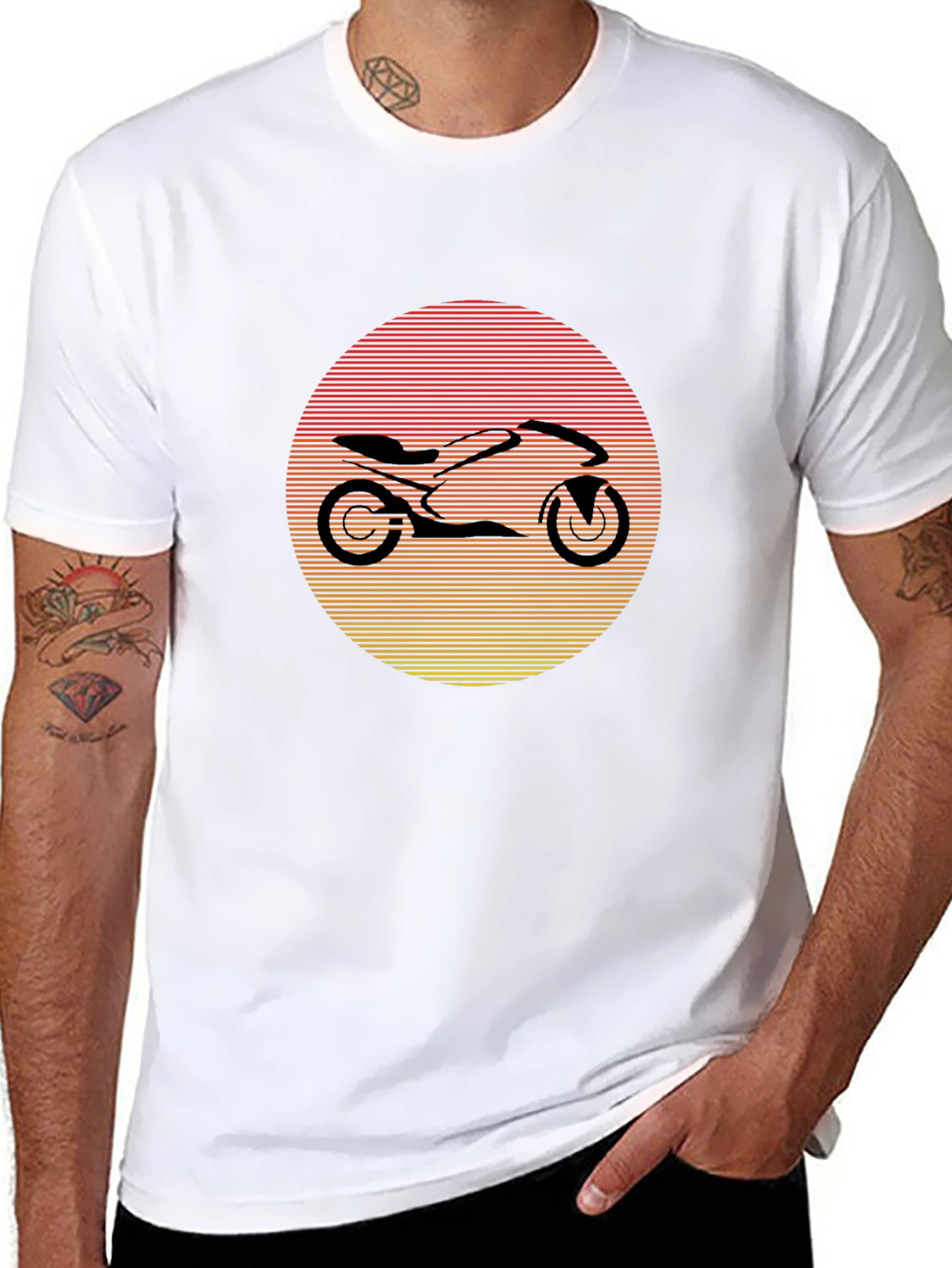 Motorcycle Sunset Graphic Tee - Black