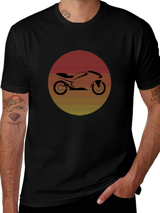 Motorcycle Sunset Graphic Tee - Black